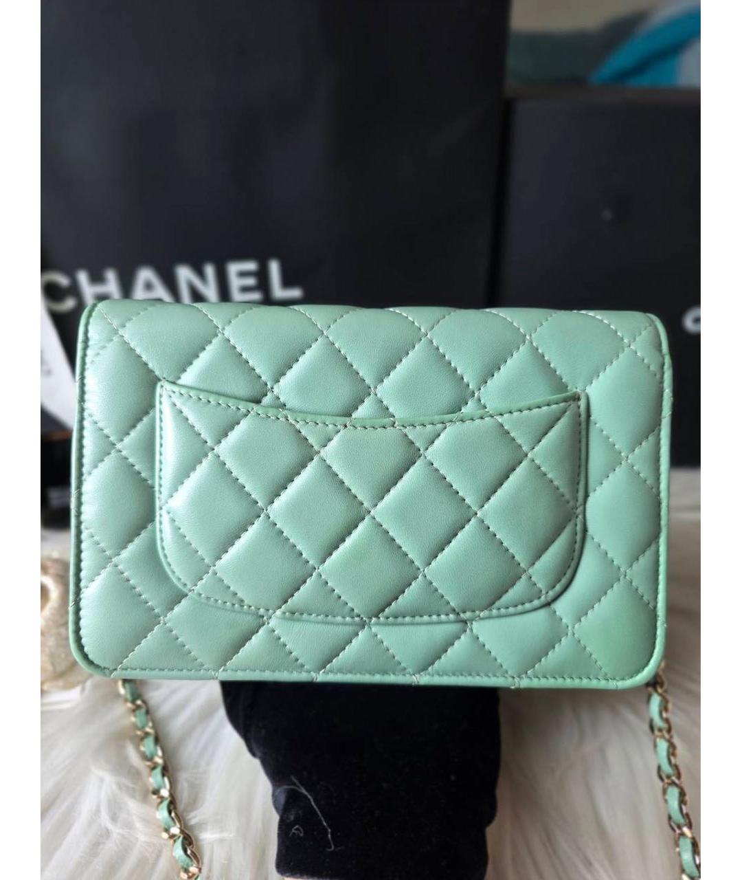 CHANEL Бирюзовая кожаная сумка через плечо, фото 4