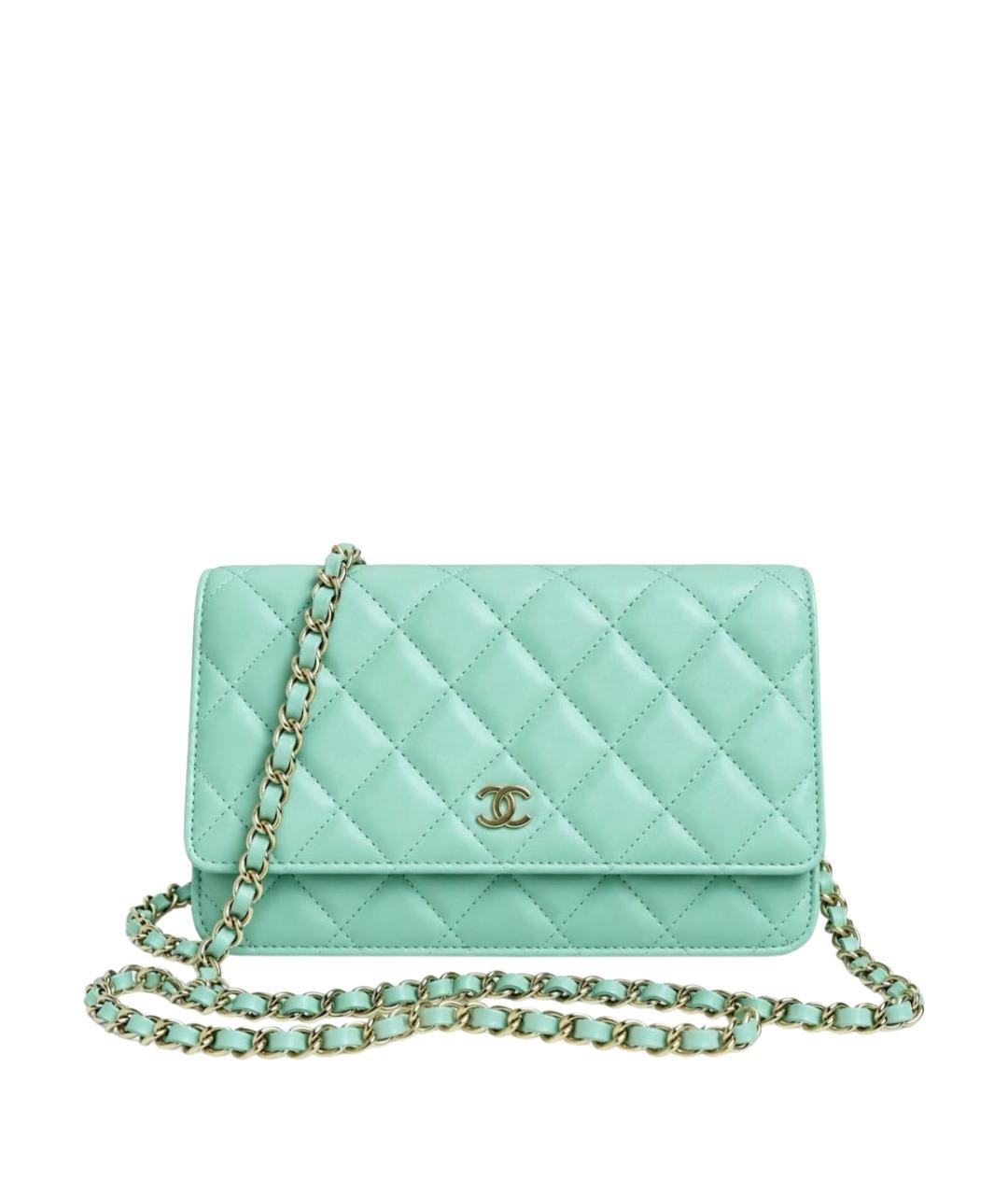 CHANEL Бирюзовая кожаная сумка через плечо, фото 1