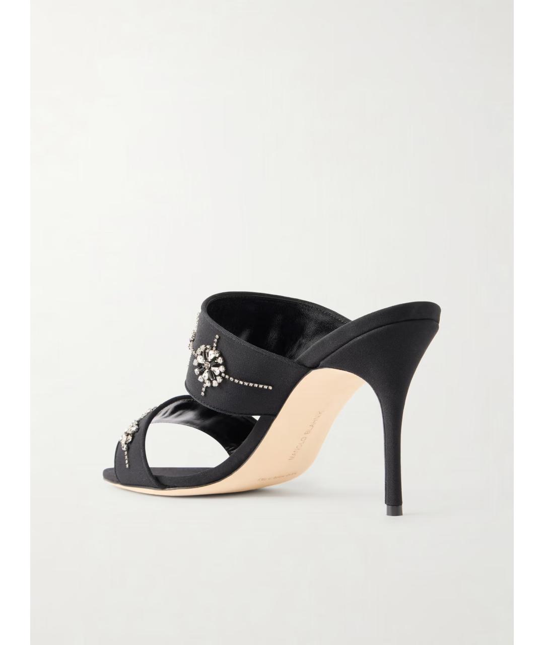MANOLO BLAHNIK Черные текстильные мюли, фото 5