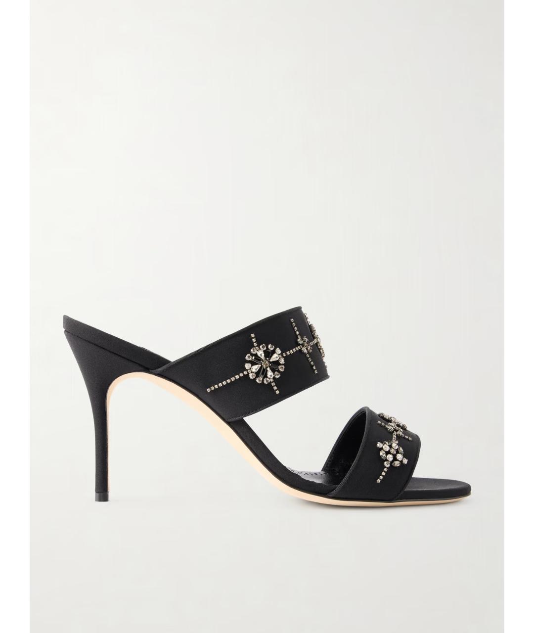 MANOLO BLAHNIK Черные текстильные мюли, фото 6