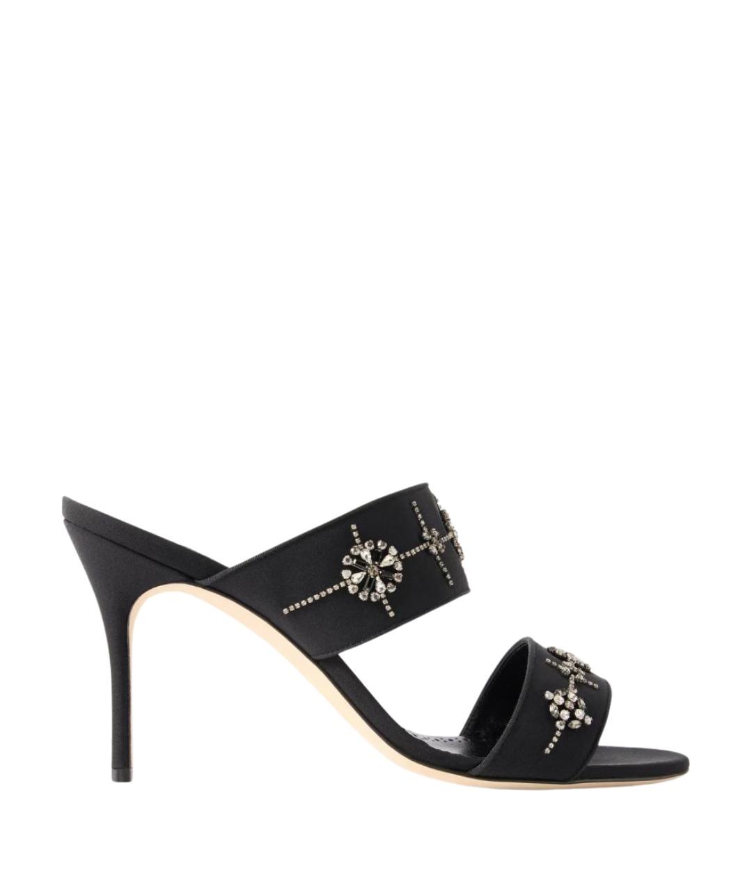 MANOLO BLAHNIK Черные текстильные мюли, фото 1
