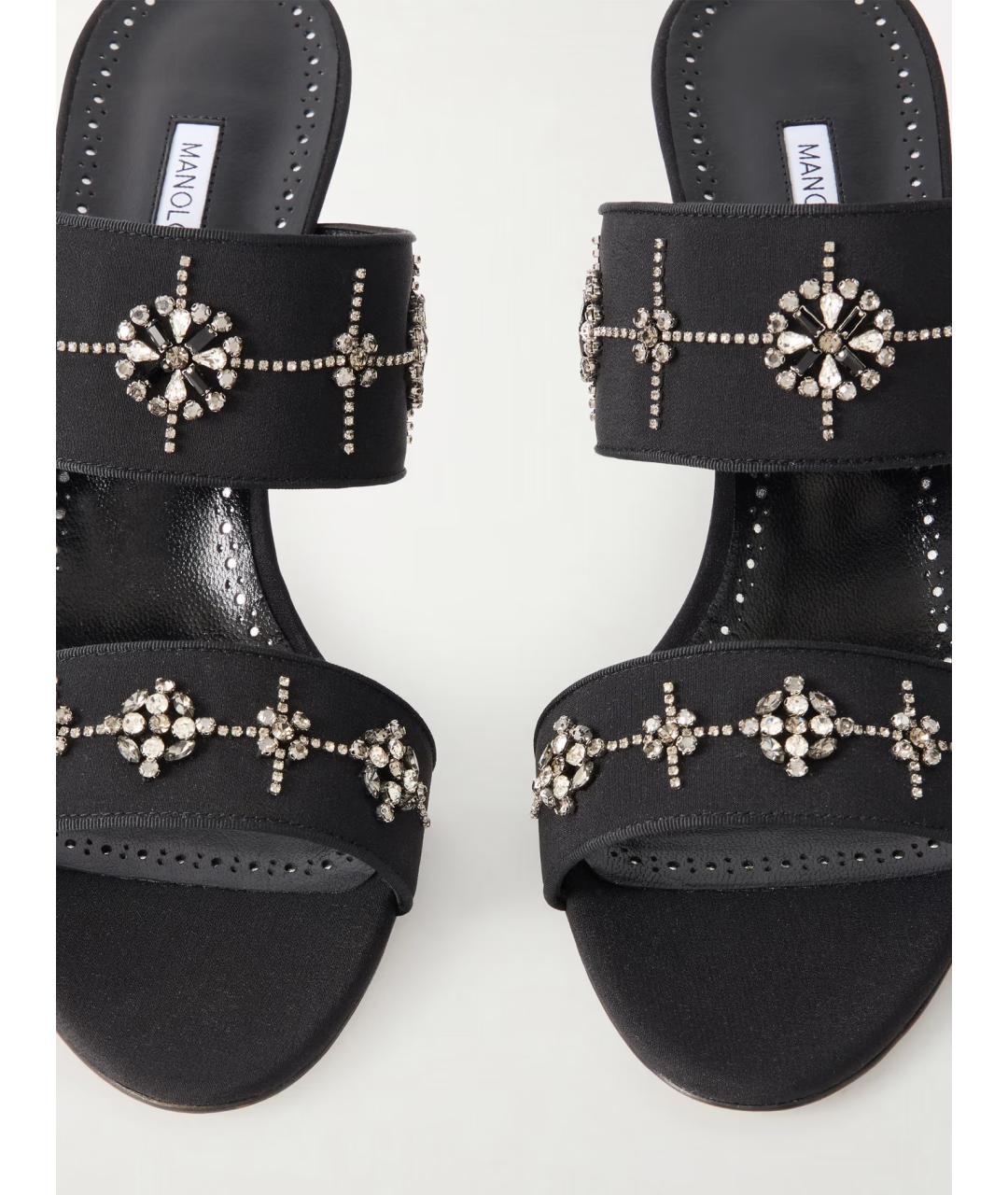 MANOLO BLAHNIK Черные текстильные мюли, фото 4