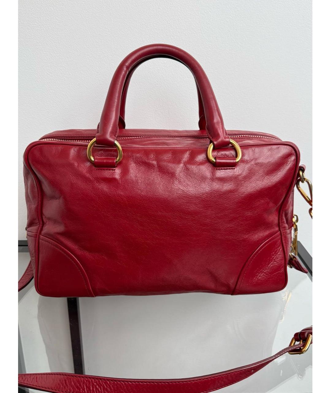 PRADA Бордовая кожаная сумка через плечо, фото 4