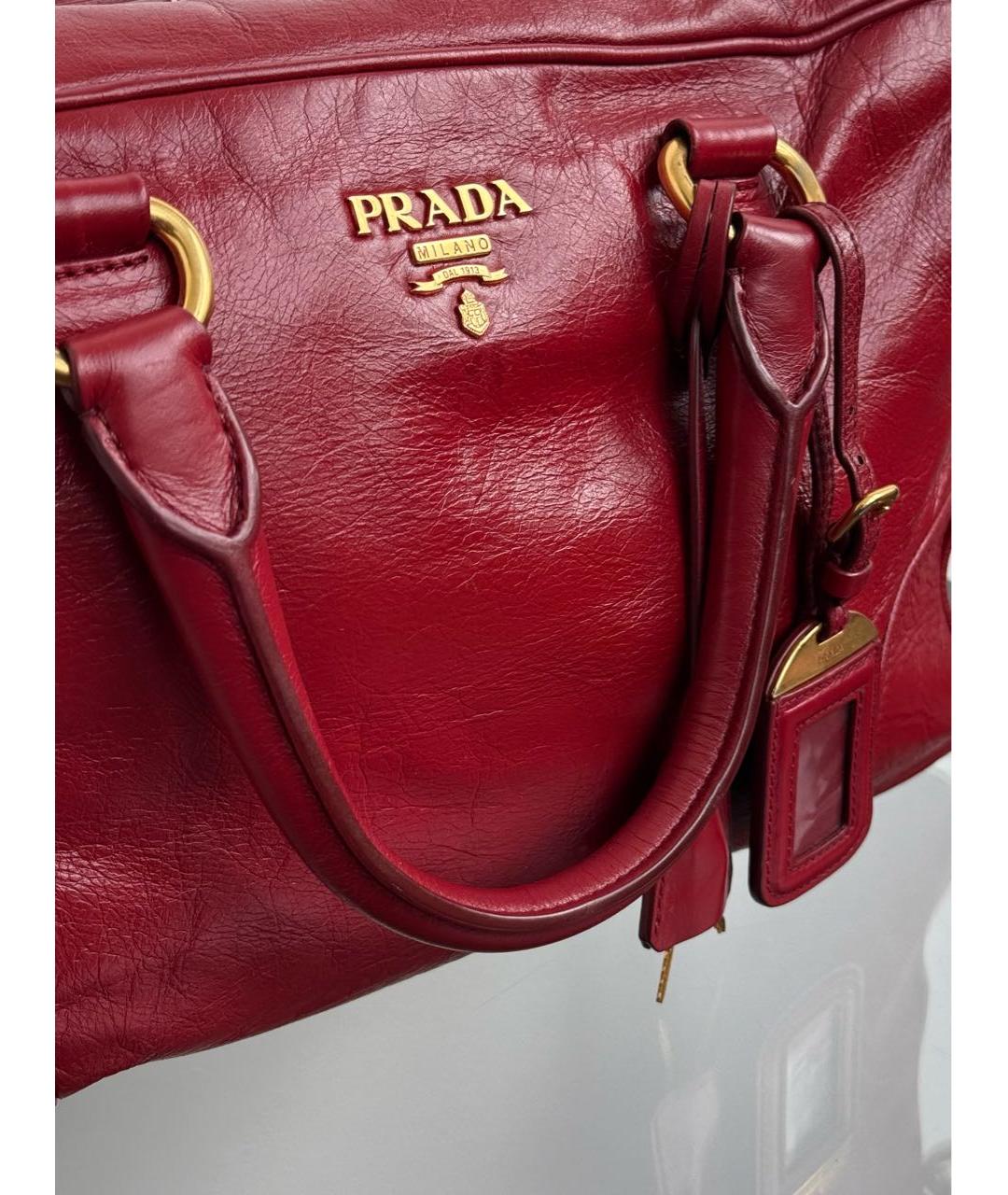 PRADA Бордовая кожаная сумка через плечо, фото 6