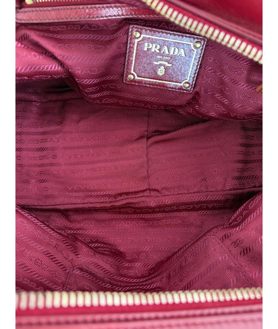 PRADA Бордовая кожаная сумка через плечо, фото 8