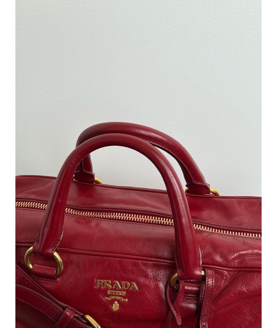 PRADA Бордовая кожаная сумка через плечо, фото 3