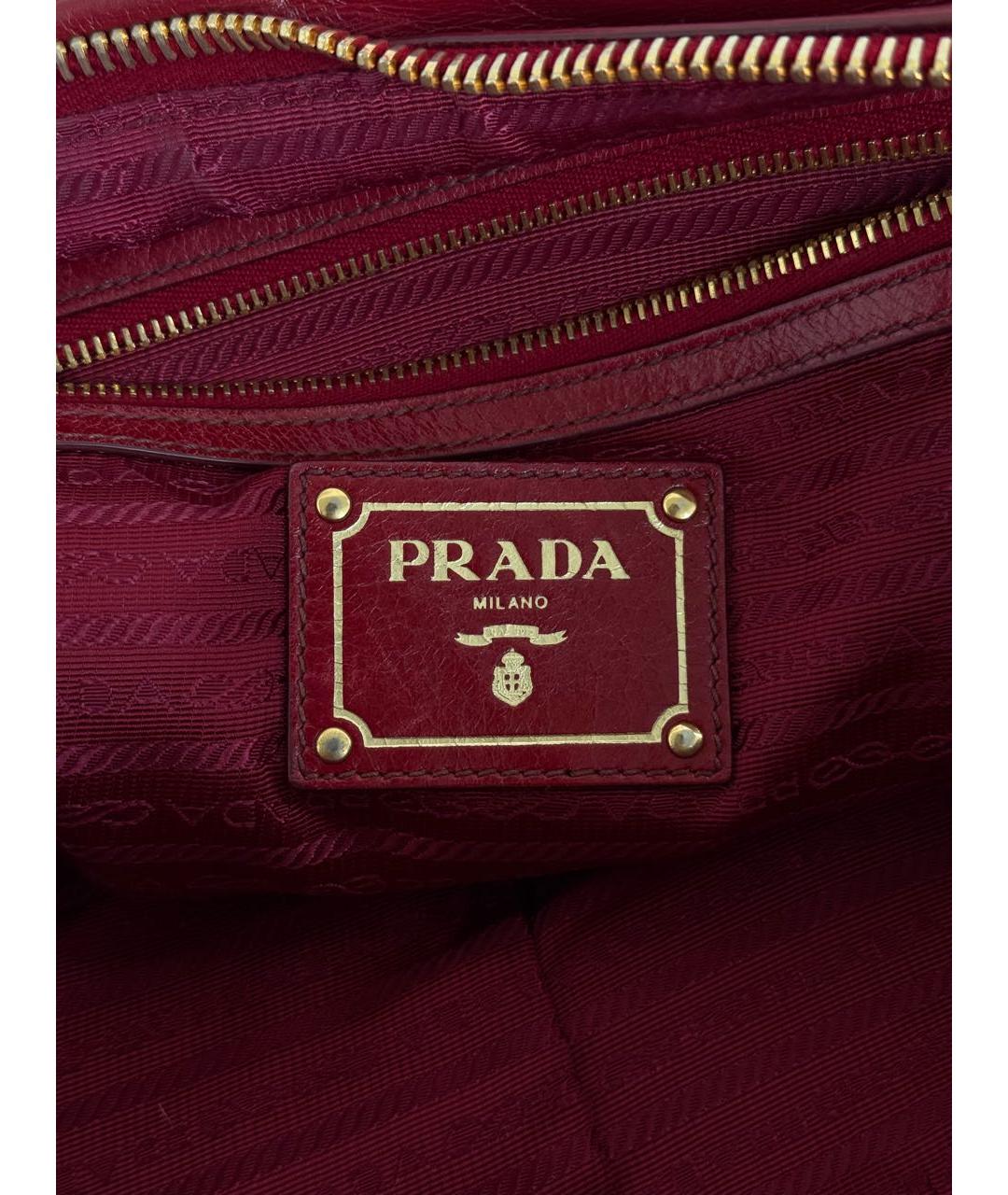 PRADA Бордовая кожаная сумка через плечо, фото 7