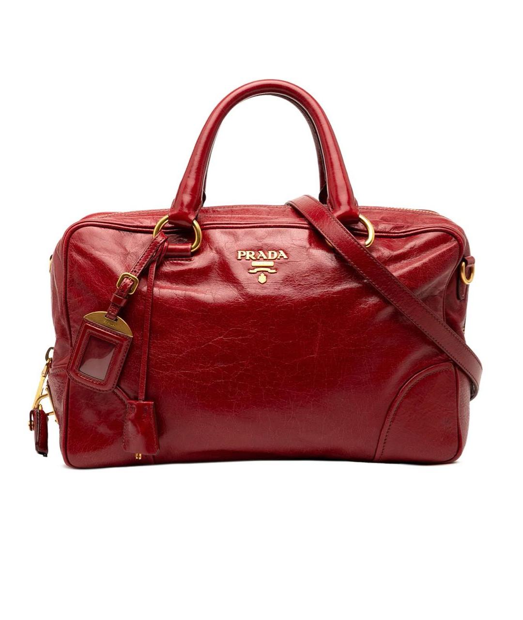 PRADA Бордовая кожаная сумка через плечо, фото 9
