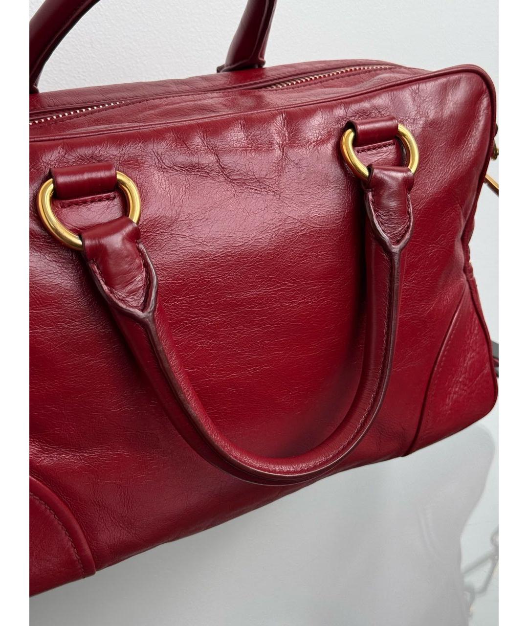 PRADA Бордовая кожаная сумка через плечо, фото 5
