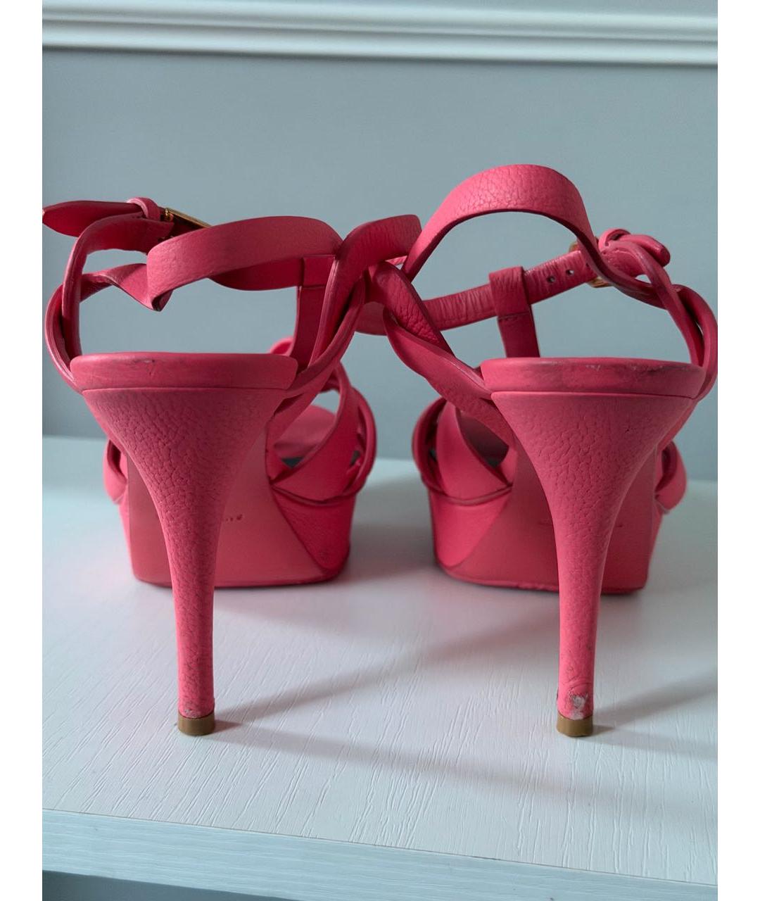 SAINT LAURENT Розовые кожаные босоножки, фото 4