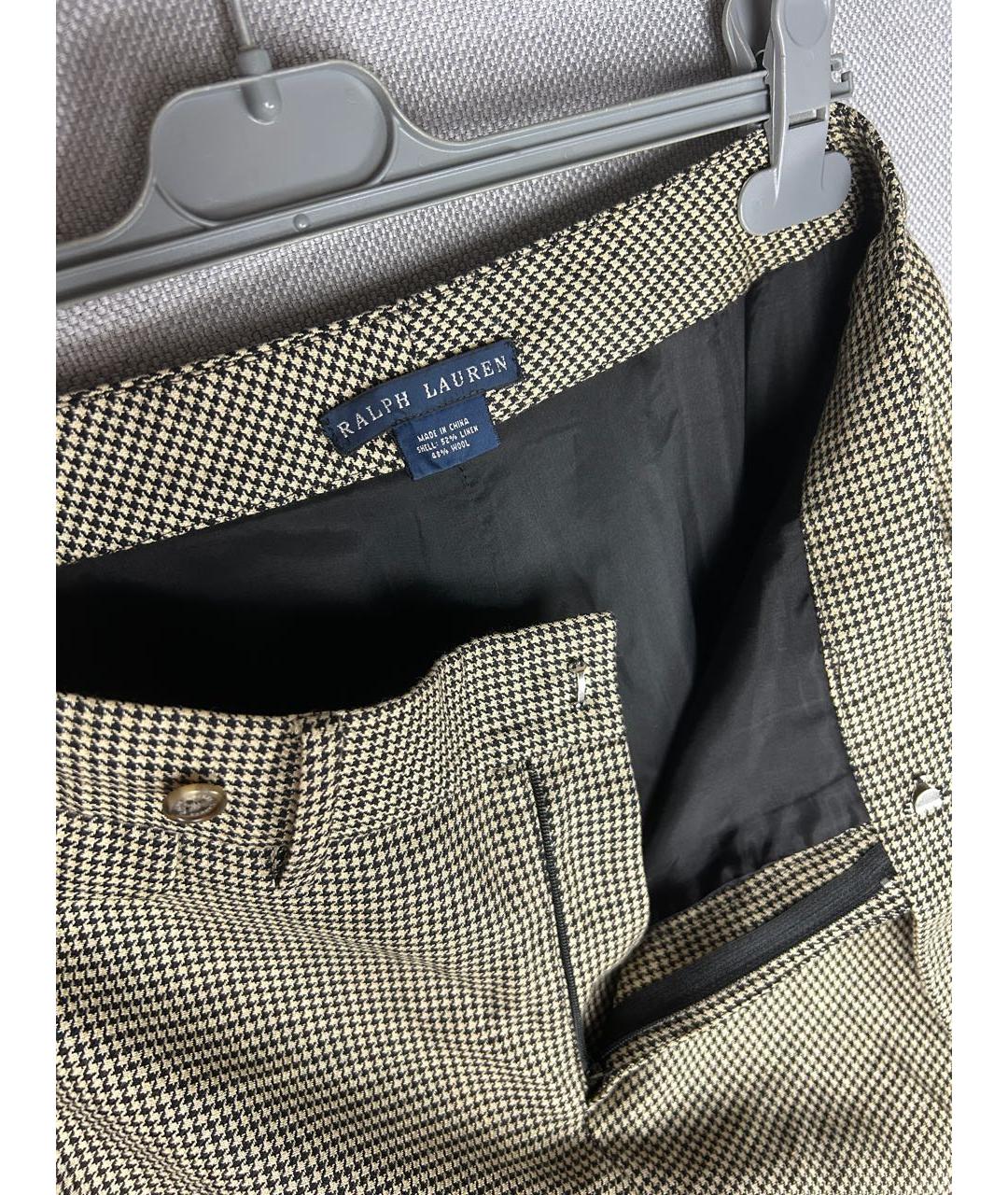 RALPH LAUREN Бежевые шерстяные повседневные брюки, фото 3