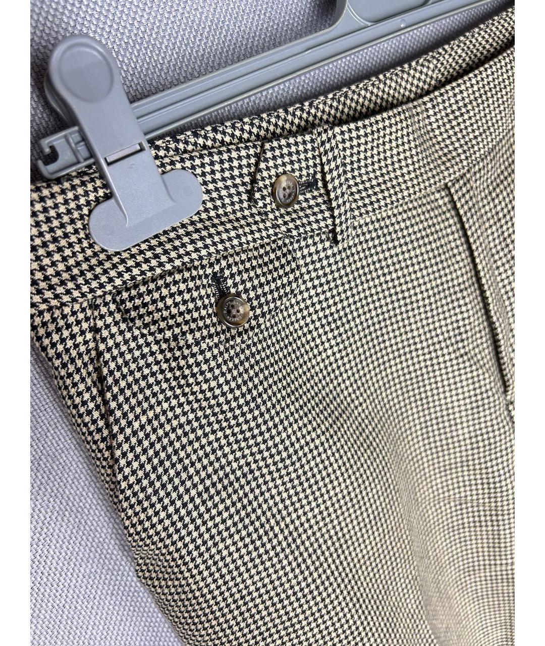 RALPH LAUREN Бежевые шерстяные повседневные брюки, фото 4