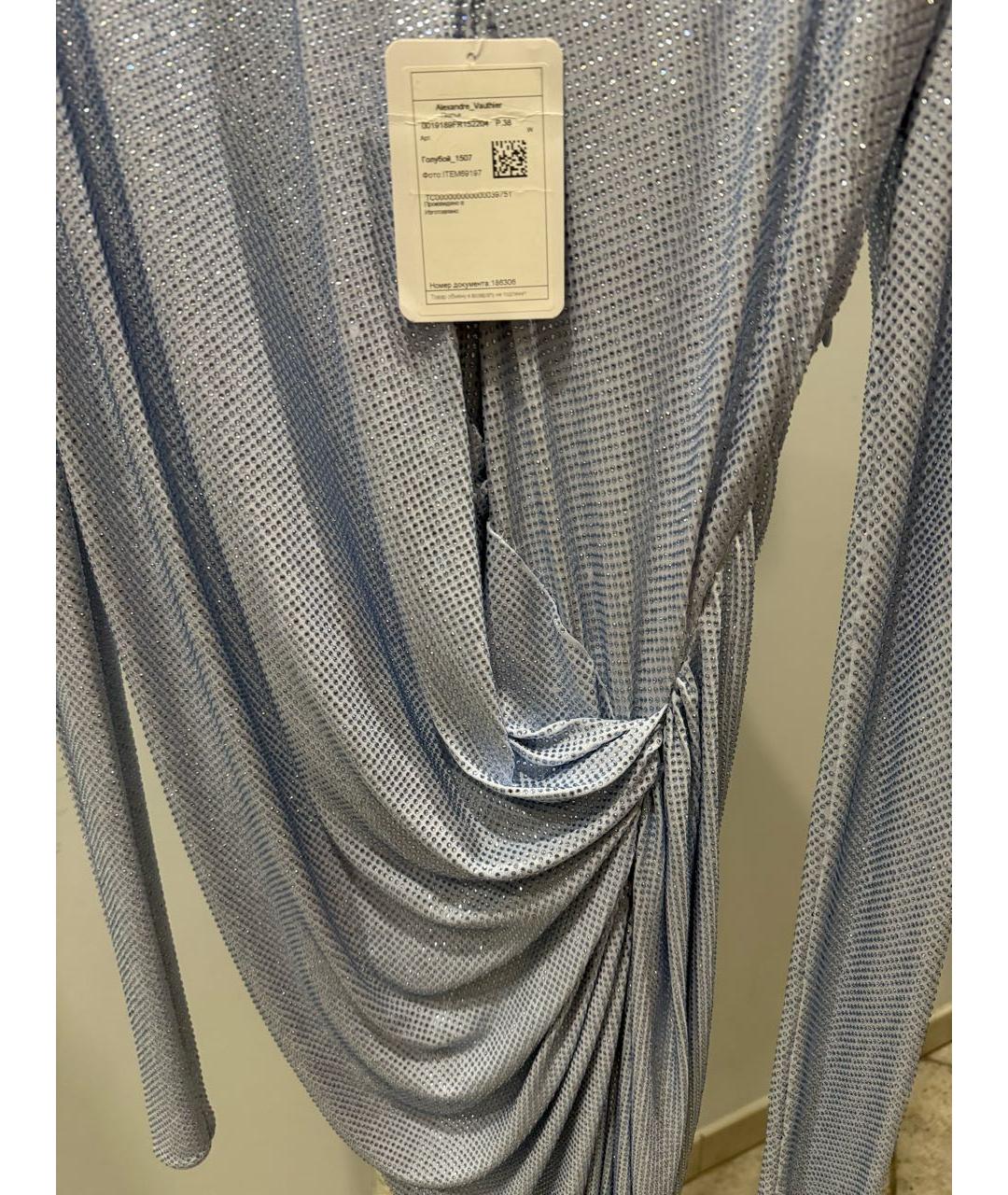 ALEXANDRE VAUTHIER Голубое вискозное коктейльное платье, фото 3