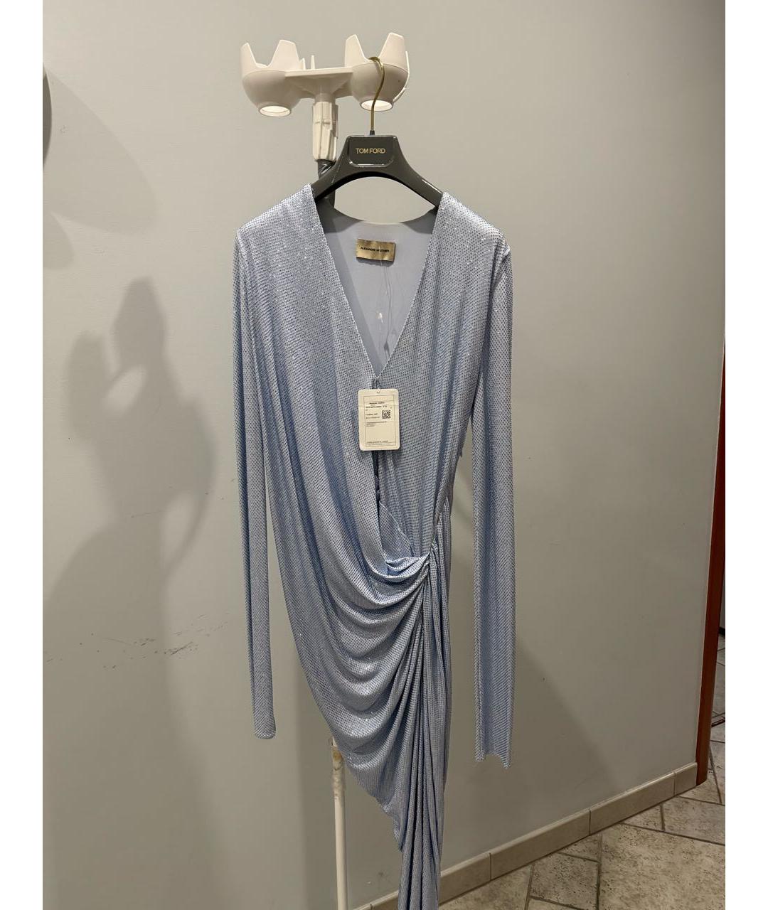 ALEXANDRE VAUTHIER Голубое вискозное коктейльное платье, фото 5