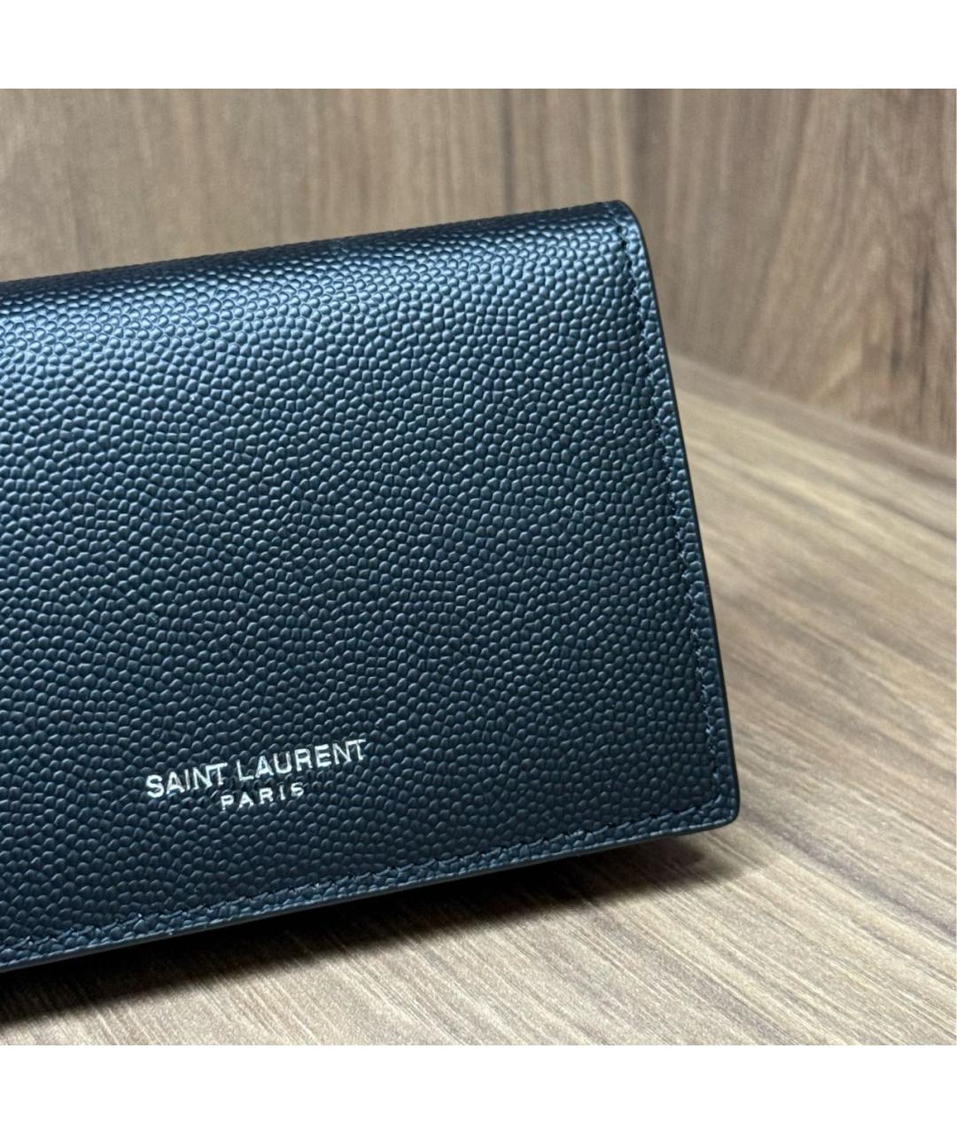 SAINT LAURENT Черный кожаный кошелек, фото 7