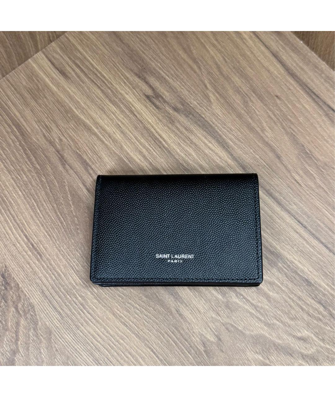 SAINT LAURENT Черный кожаный кошелек, фото 8