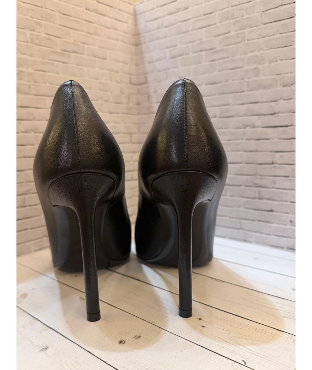 SAINT LAURENT Черные кожаные туфли, фото 4