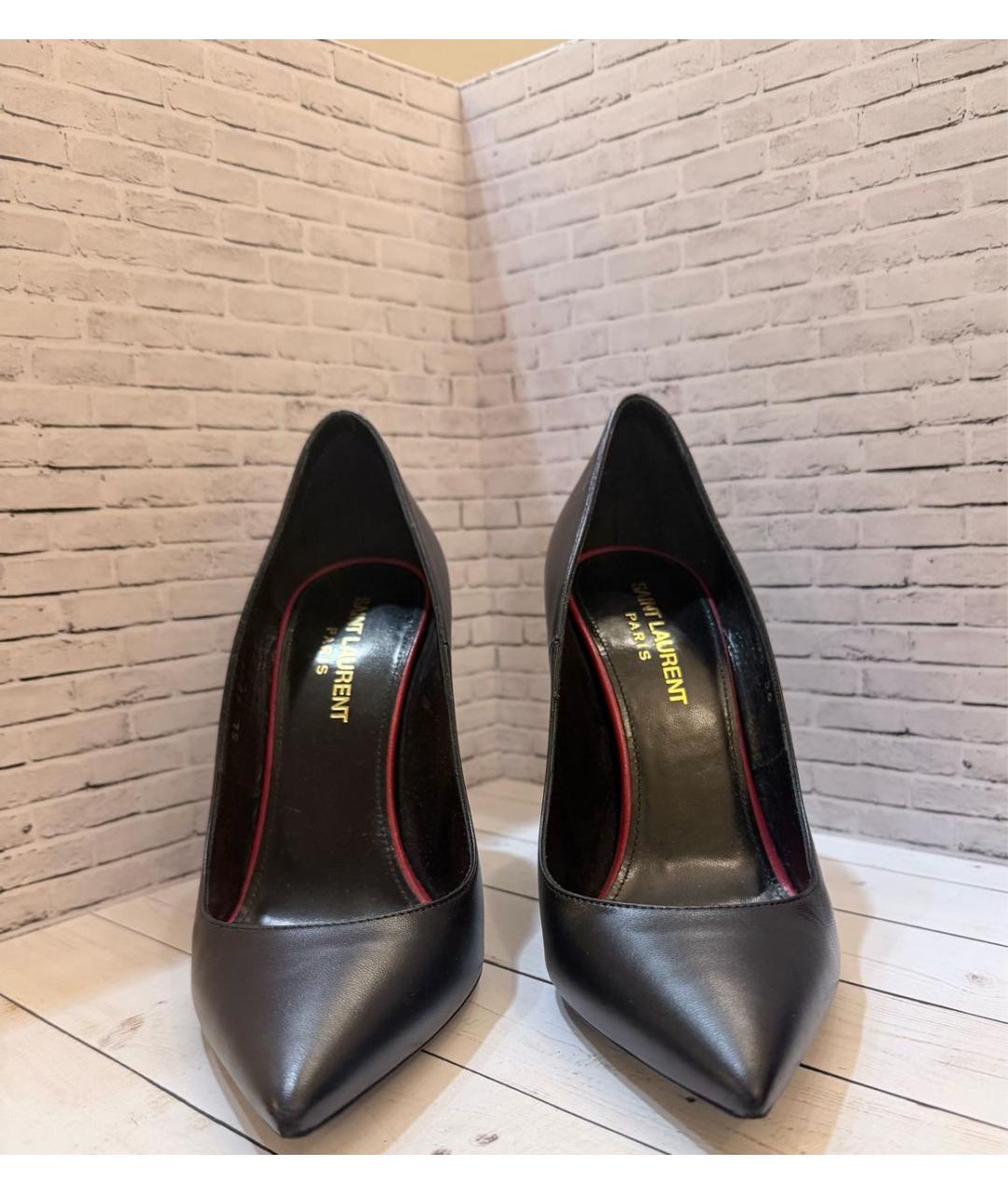 SAINT LAURENT Черные кожаные туфли, фото 2
