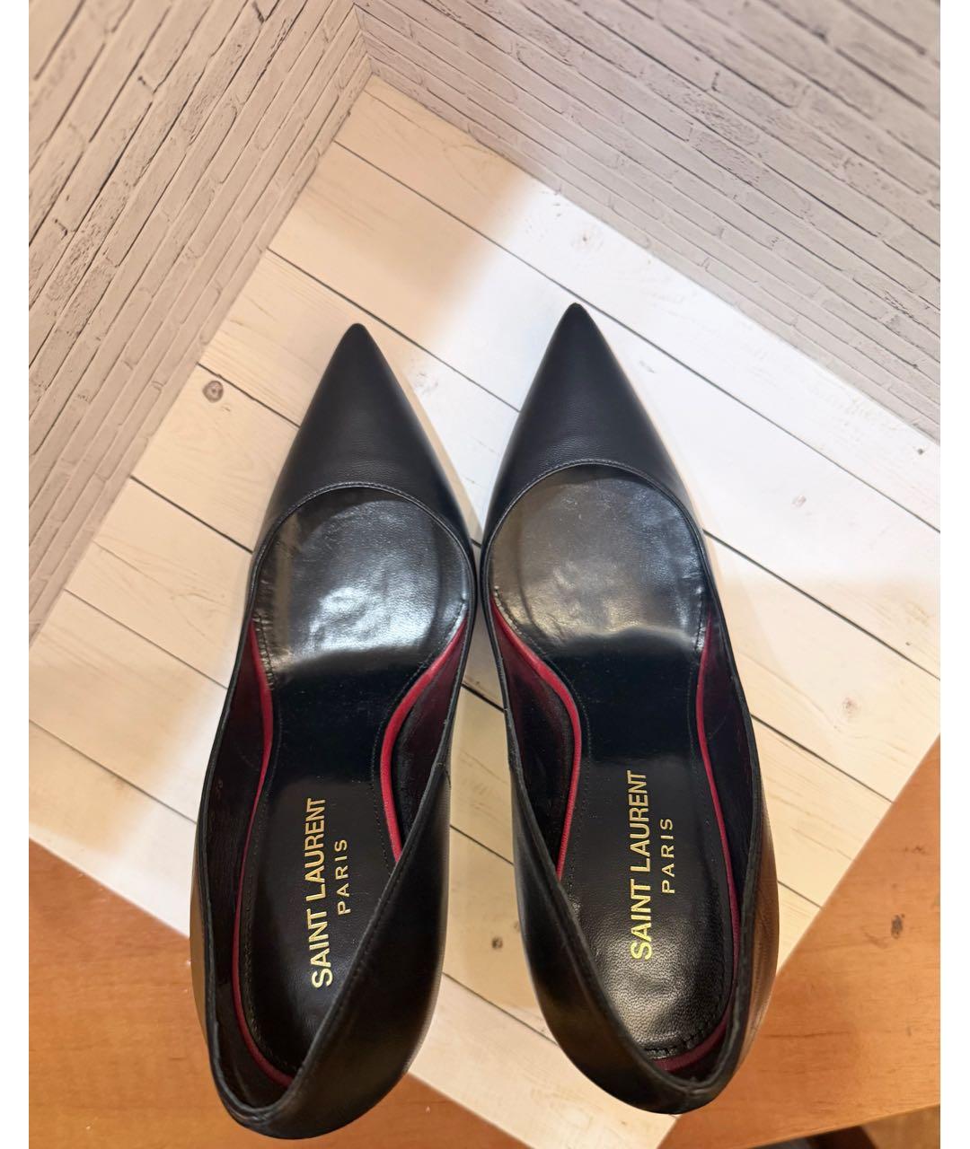 SAINT LAURENT Черные кожаные туфли, фото 3