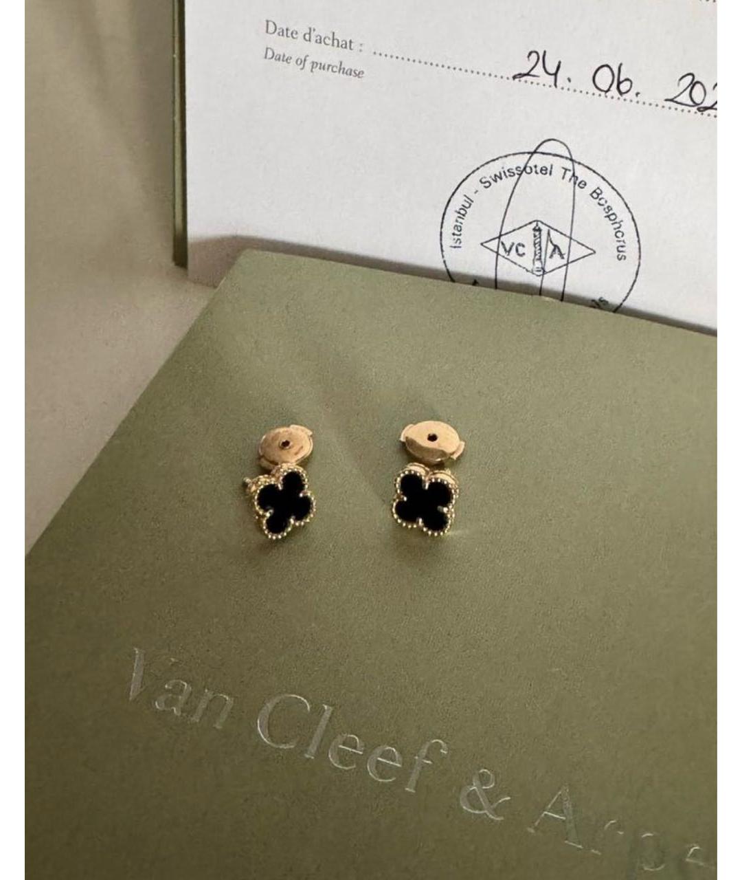 VAN CLEEF & ARPELS Черные серьги из желтого золота, фото 2