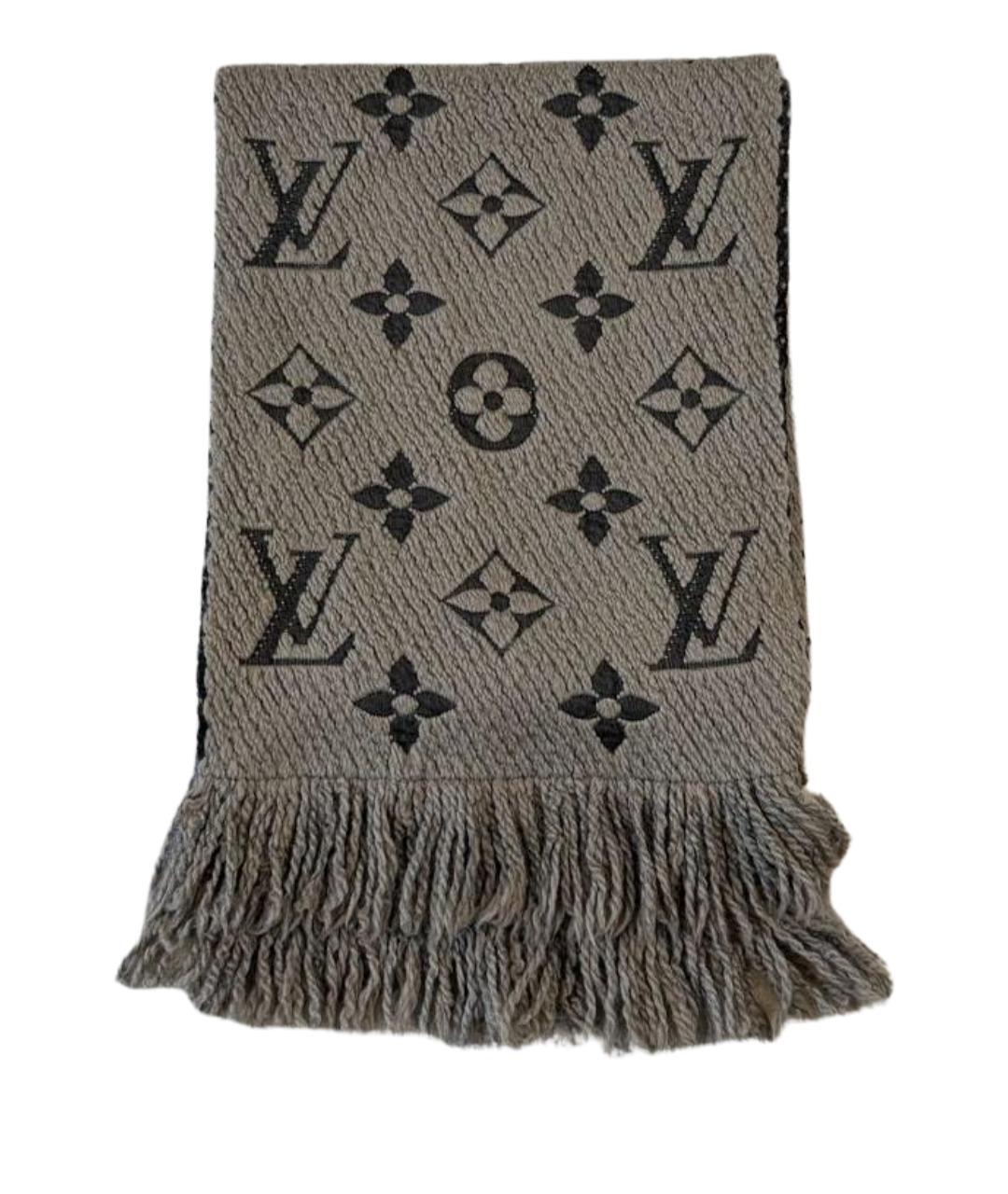 LOUIS VUITTON Антрацитовый шерстяной шарф, фото 1