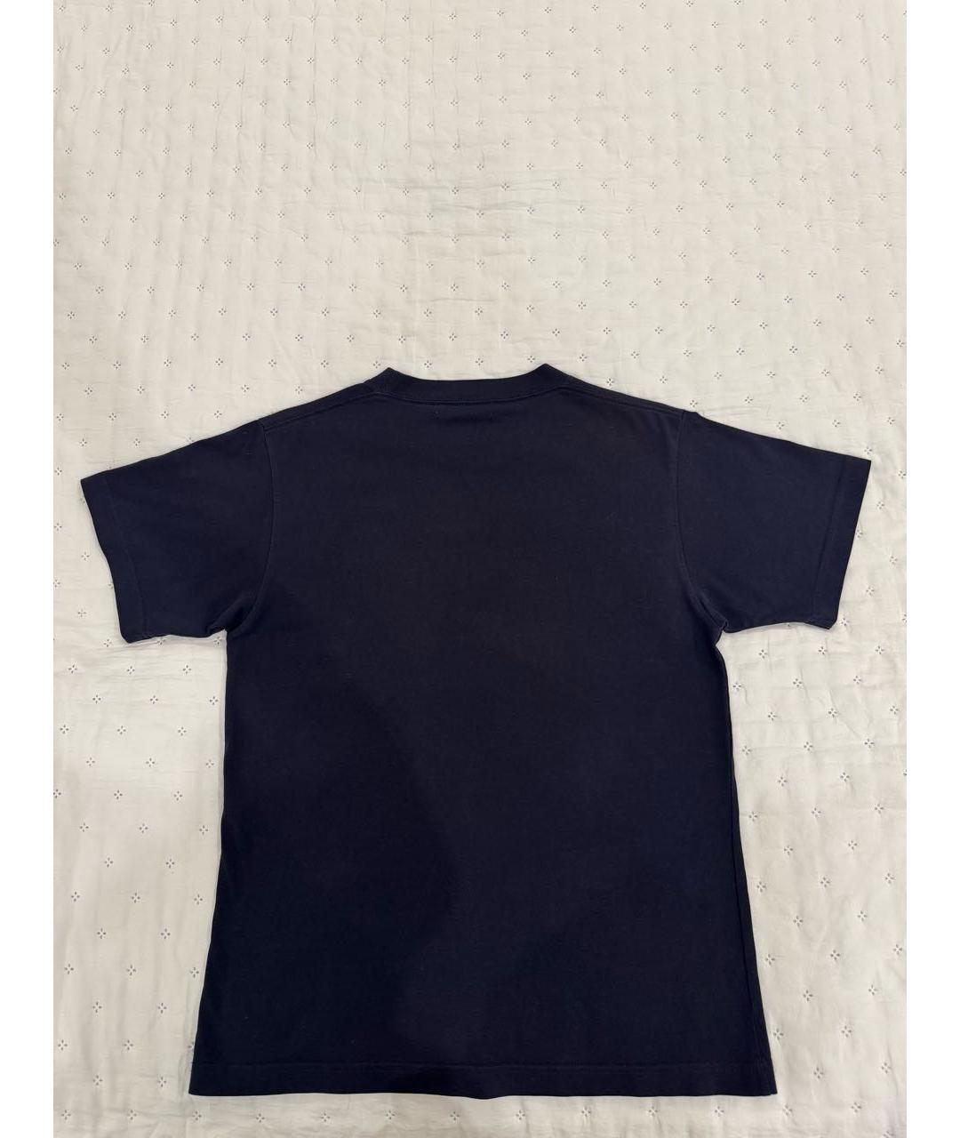 BALENCIAGA Темно-синяя хлопковая футболка, фото 2
