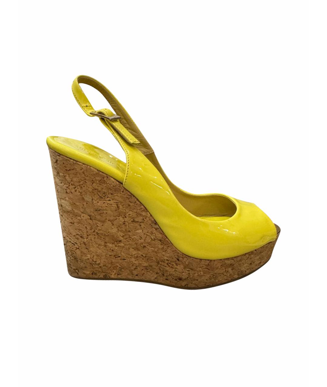 JIMMY CHOO Желтые кожаные босоножки, фото 1