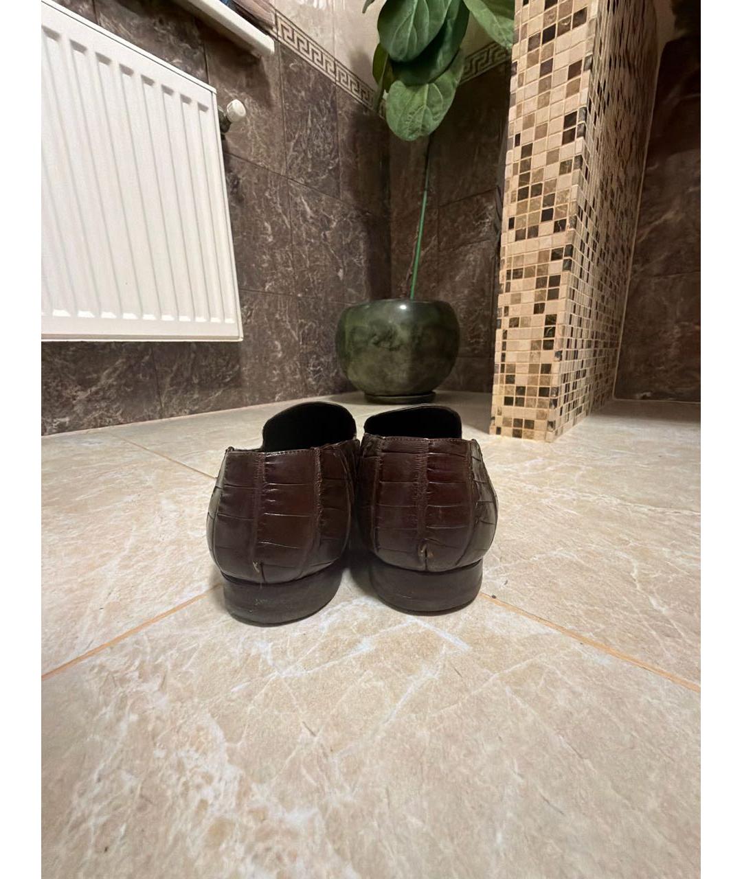SAINT LAURENT Коричневые туфли из кожи крокодила, фото 4