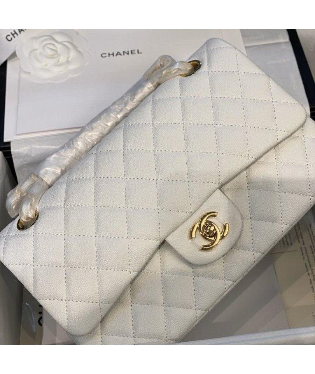 CHANEL Белая кожаная сумка через плечо, фото 4