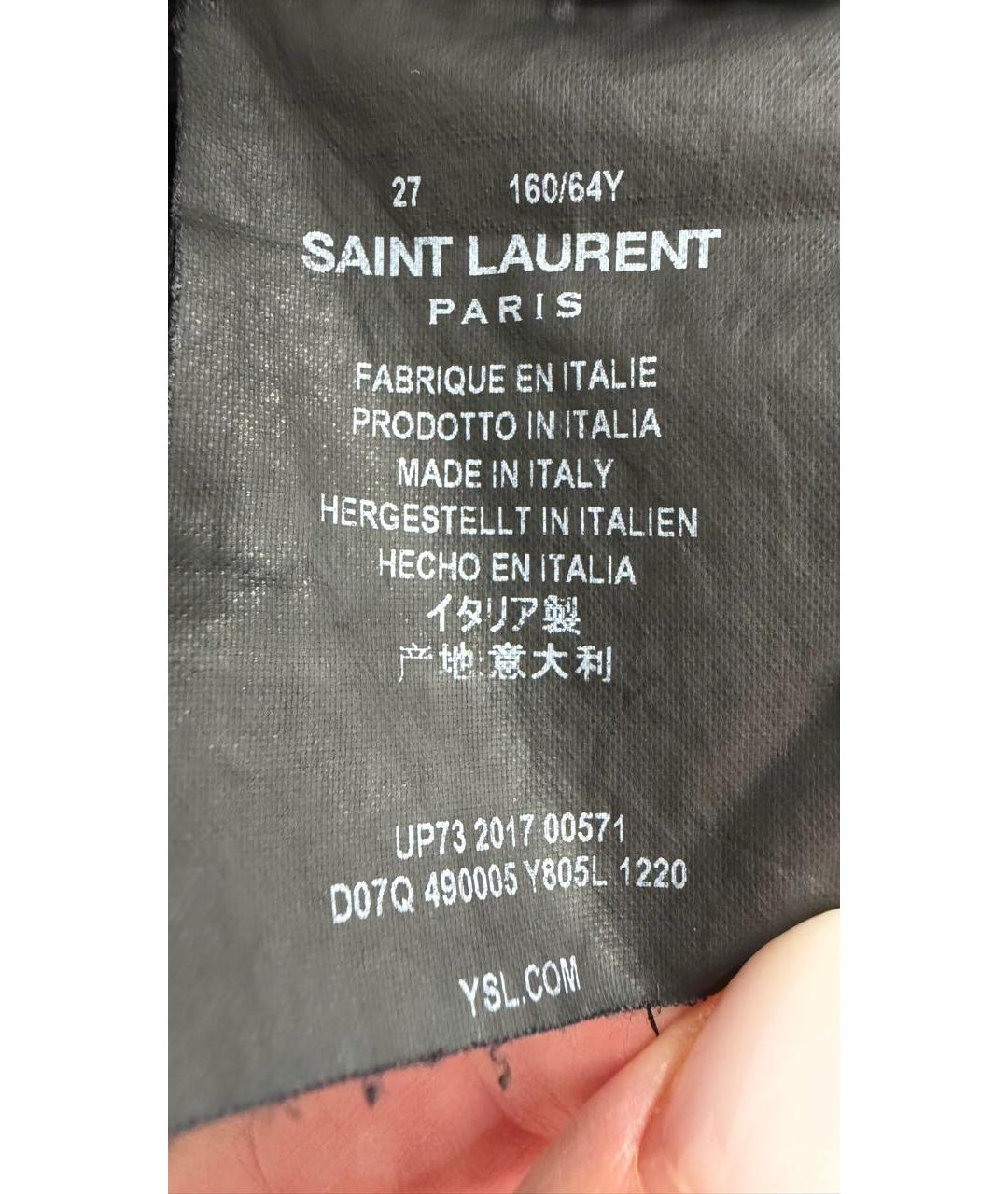 SAINT LAURENT Антрацитовые хлопковые джинсы слим, фото 6