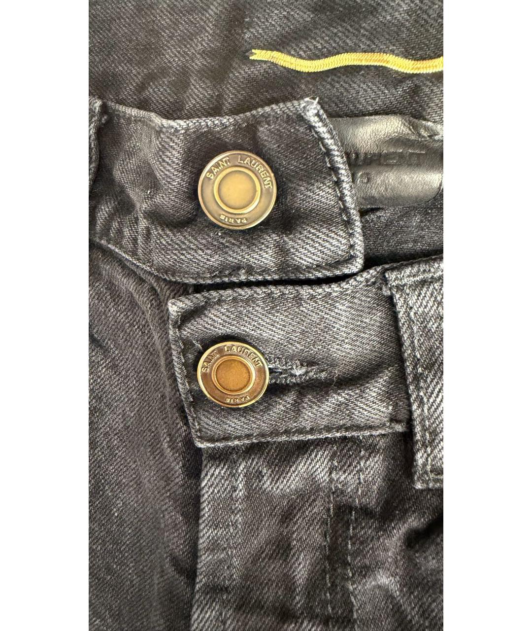 SAINT LAURENT Антрацитовые хлопковые джинсы слим, фото 2