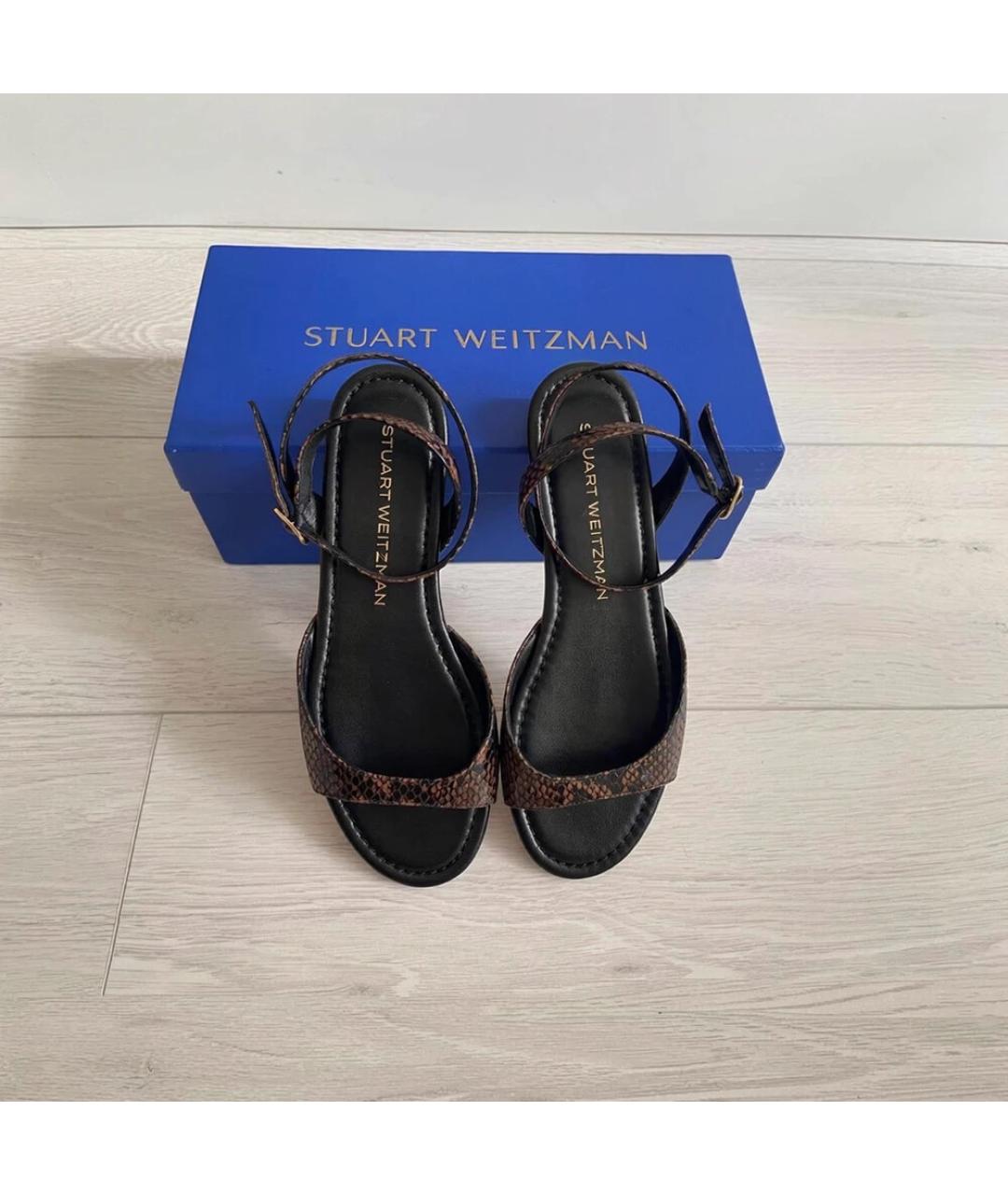 STUART WEITZMAN Коричневые кожаные сандалии, фото 7