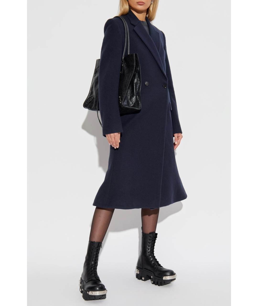 BALENCIAGA Темно-синее шерстяное пальто, фото 2
