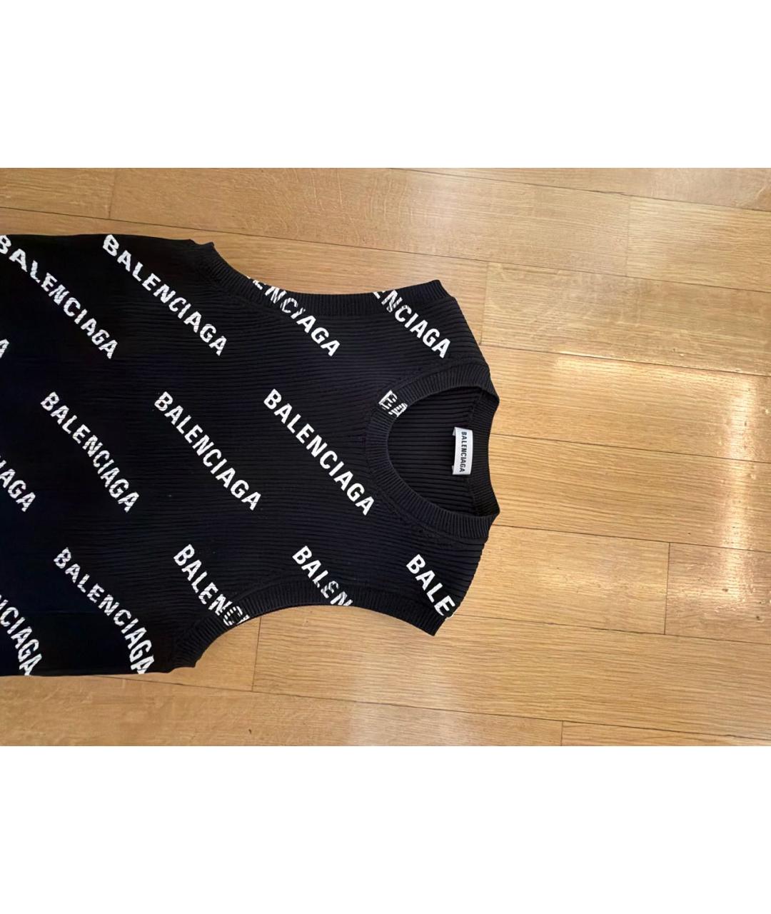 BALENCIAGA Черная полиамидовая майка, фото 4
