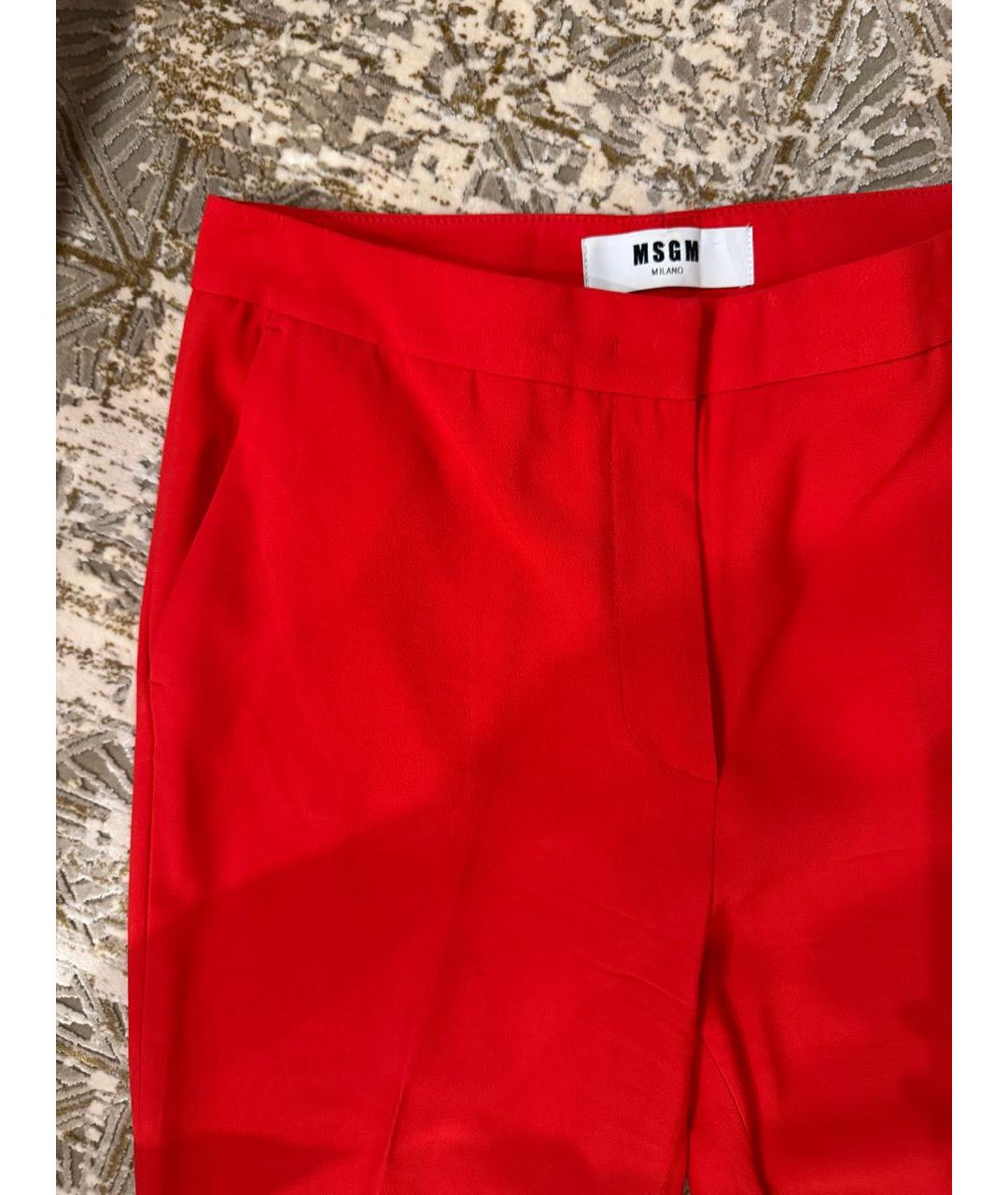 MSGM Красные вискозные прямые брюки, фото 2