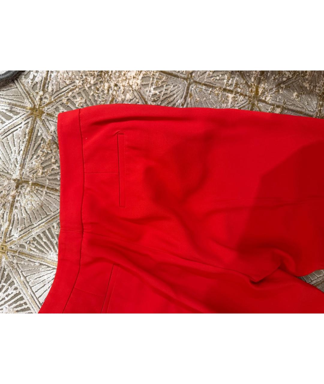 MSGM Красные вискозные прямые брюки, фото 5