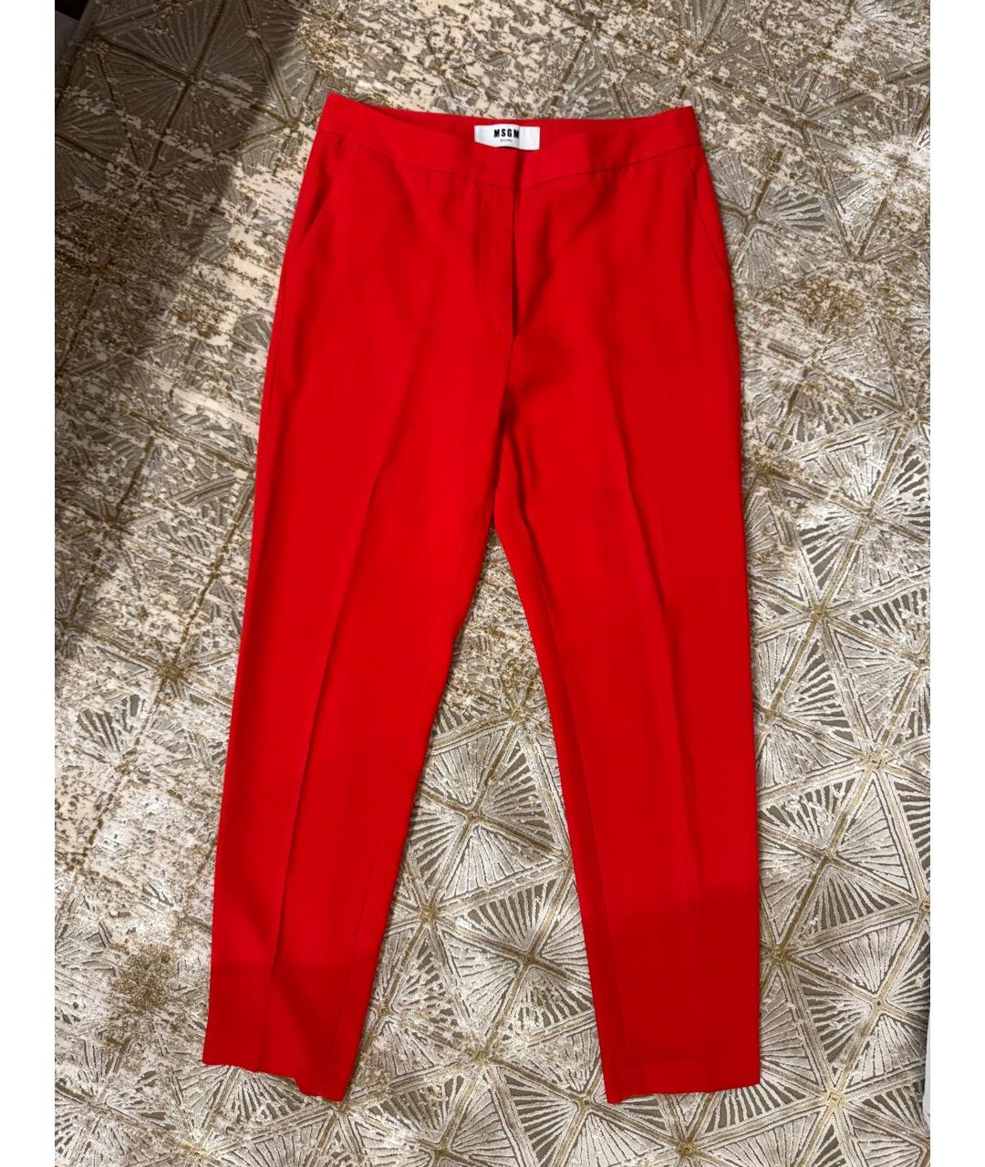 MSGM Красные вискозные прямые брюки, фото 7