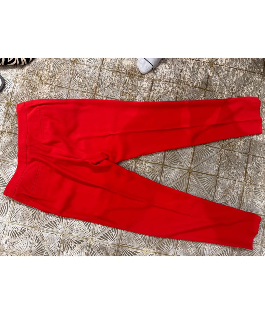 MSGM Красные вискозные прямые брюки, фото 4