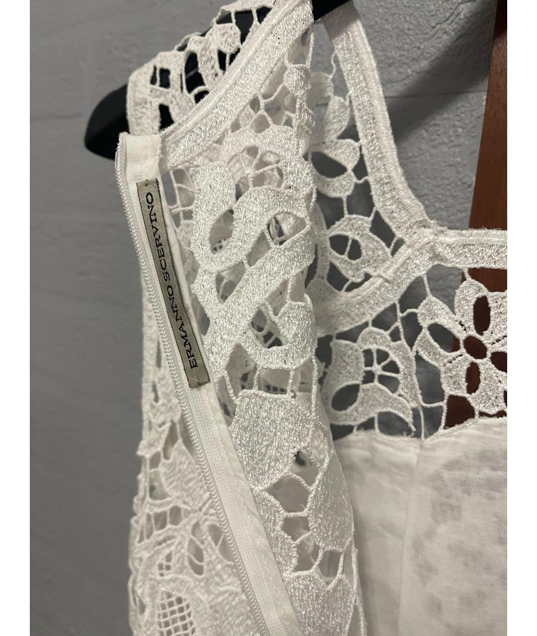 ERMANNO SCERVINO Белое хлопковое коктейльное платье, фото 3
