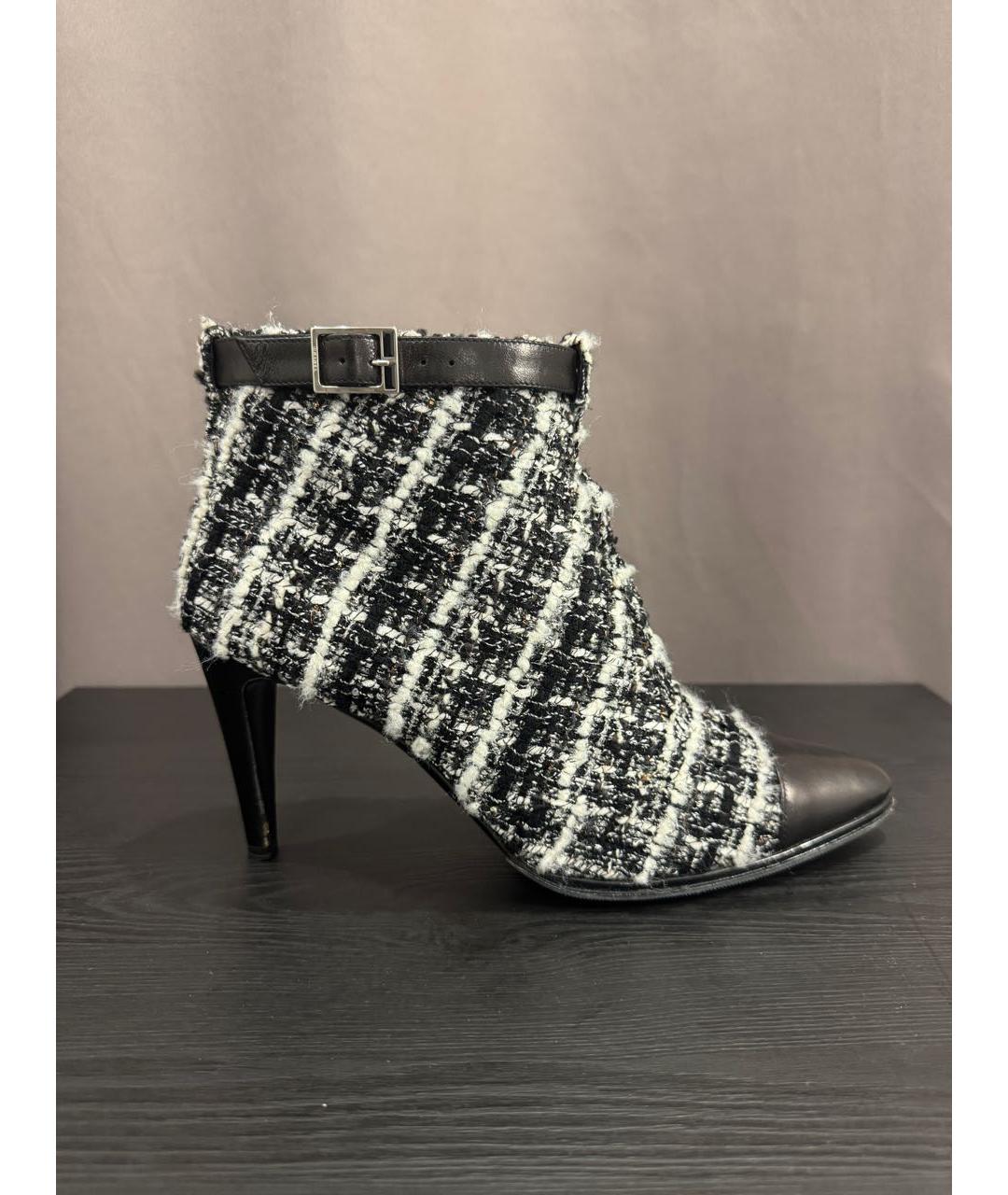 CHANEL Черные текстильные полусапоги, фото 9
