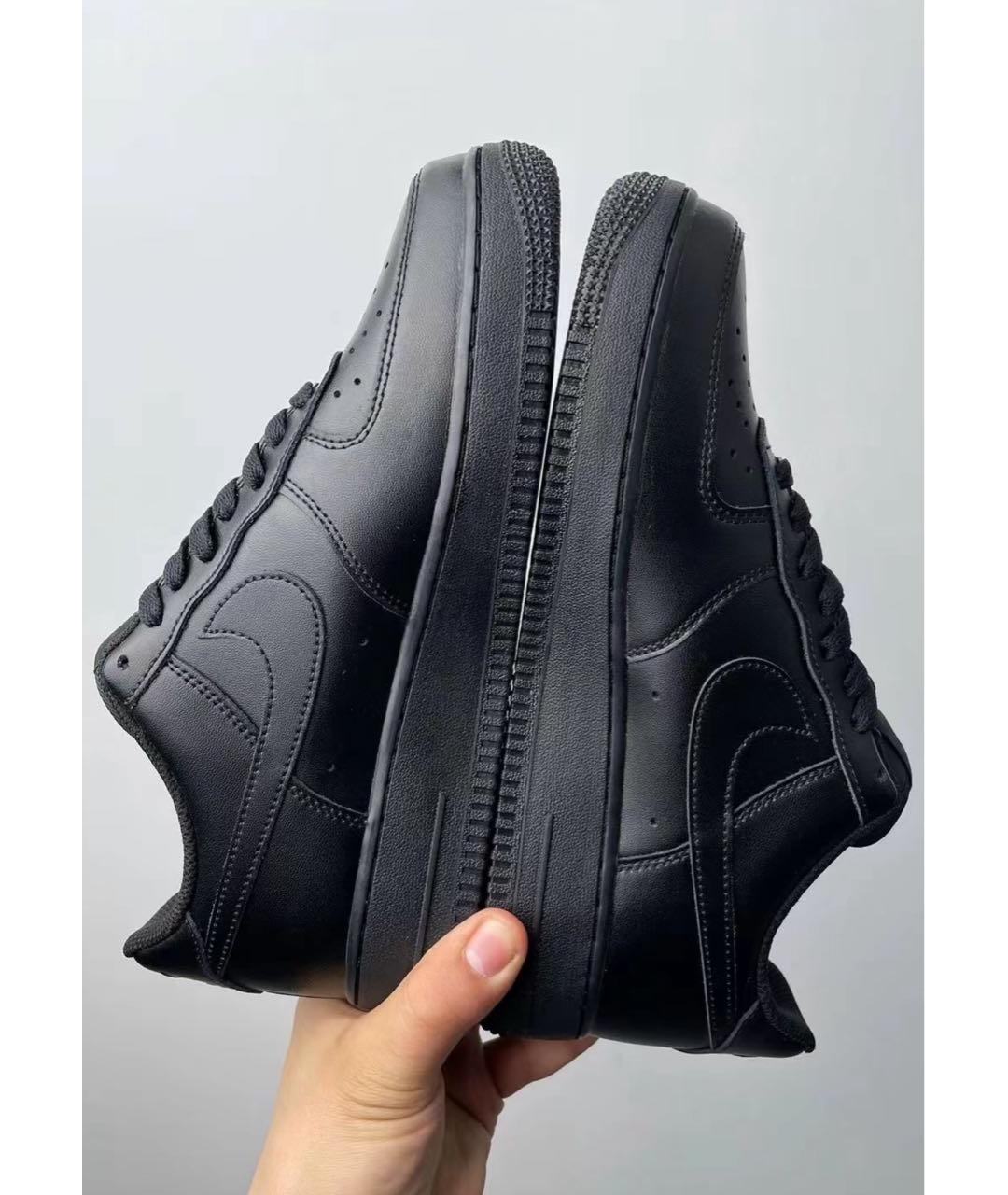 NIKE Черные кожаные низкие кроссовки / кеды, фото 2