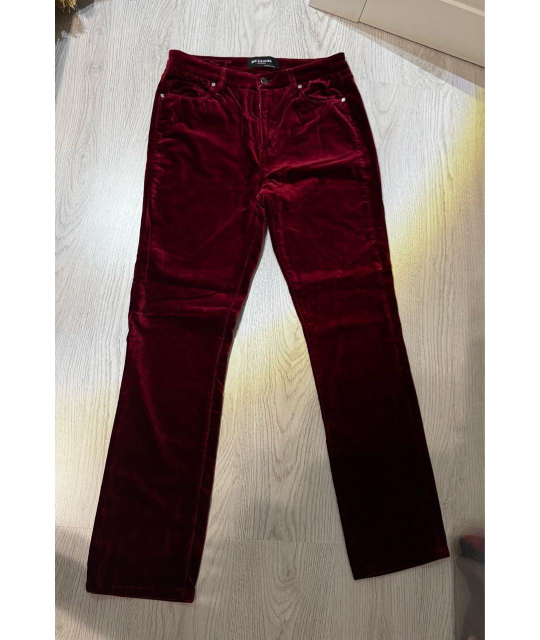 KITON Красные хлопко-эластановые прямые джинсы, фото 9