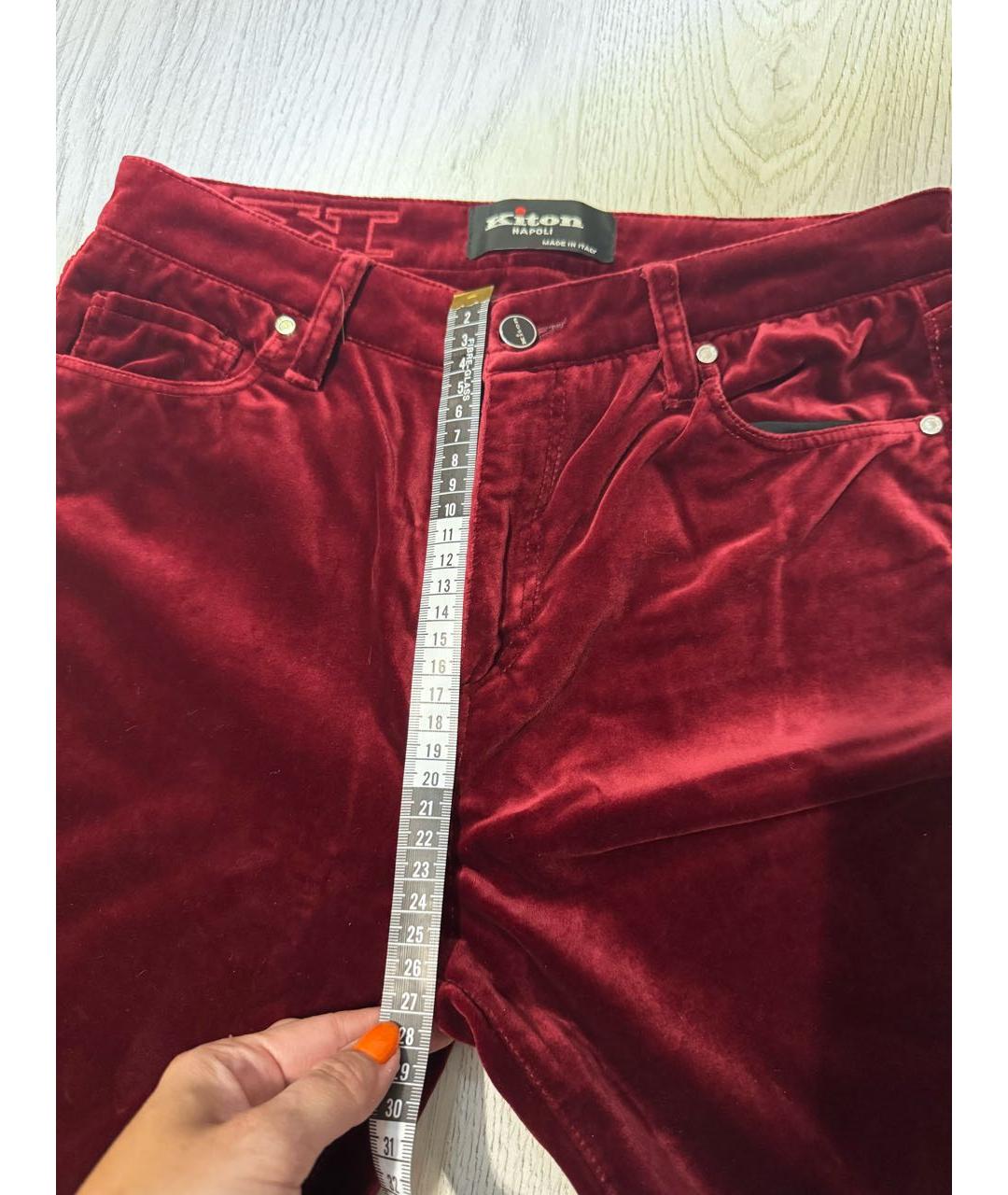 KITON Красные хлопко-эластановые прямые джинсы, фото 4
