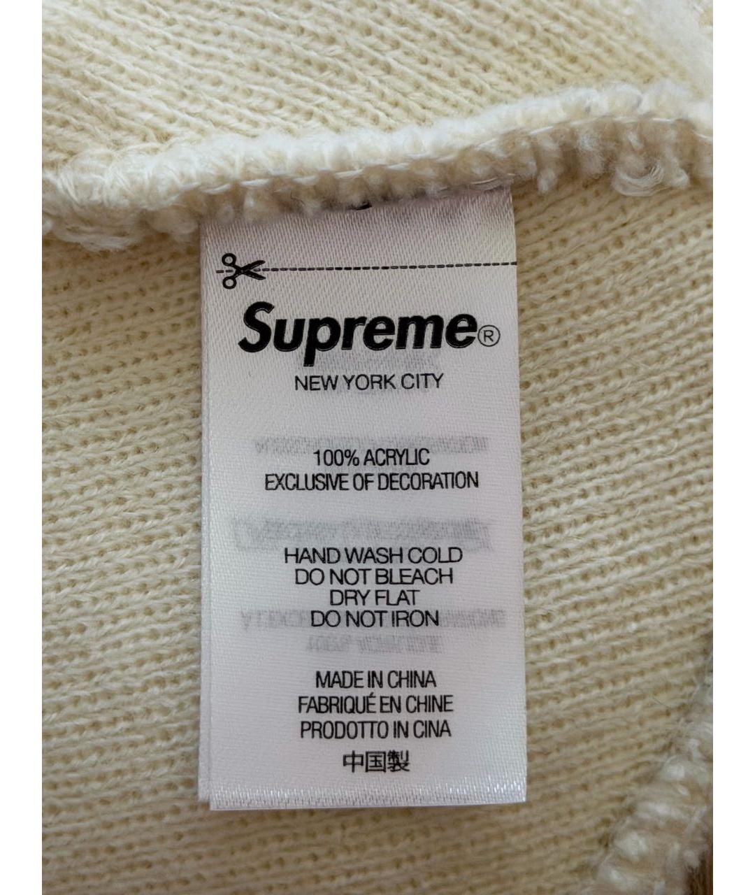 SUPREME Белая хлопковая шапка, фото 4