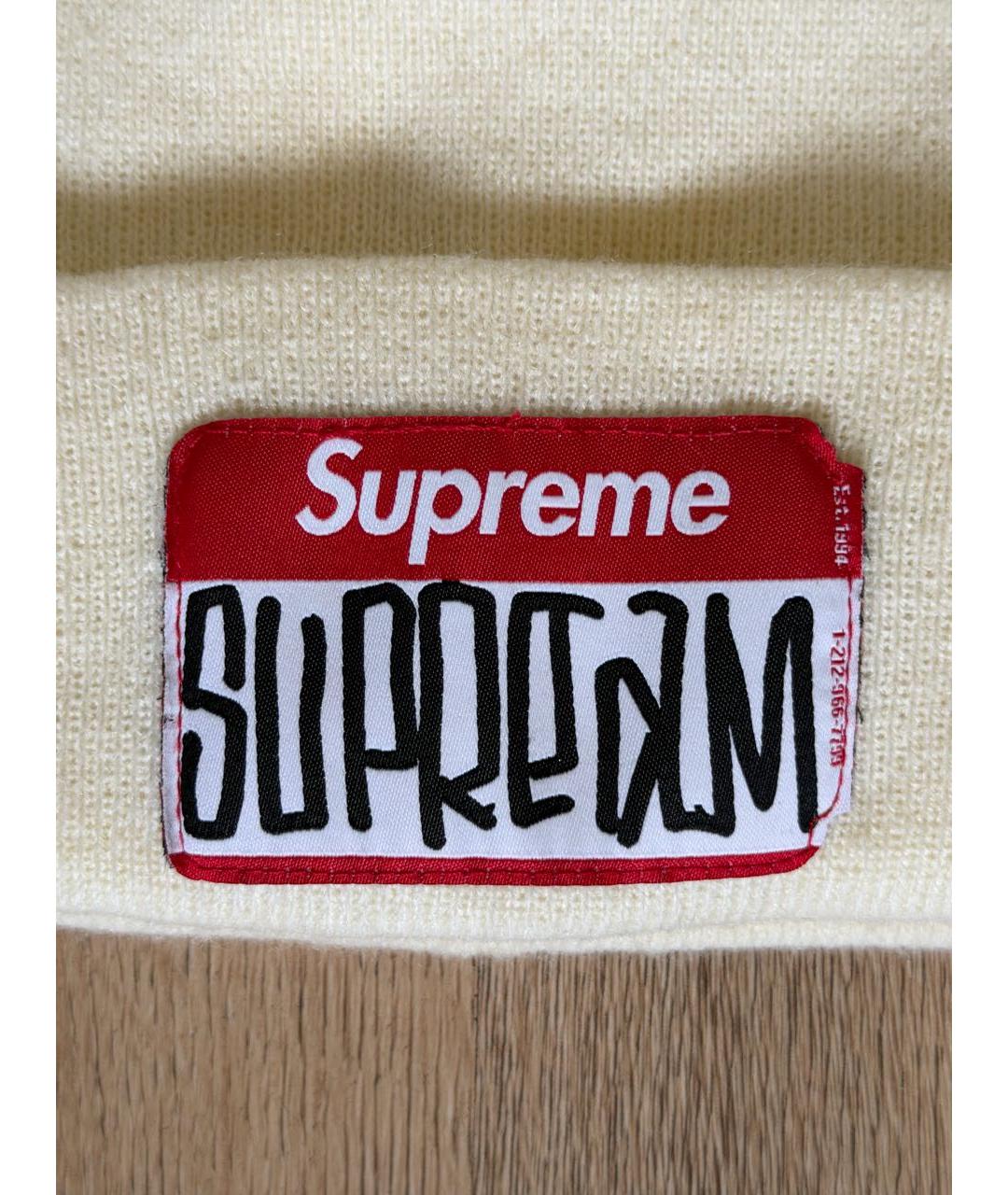 SUPREME Белая хлопковая шапка, фото 3