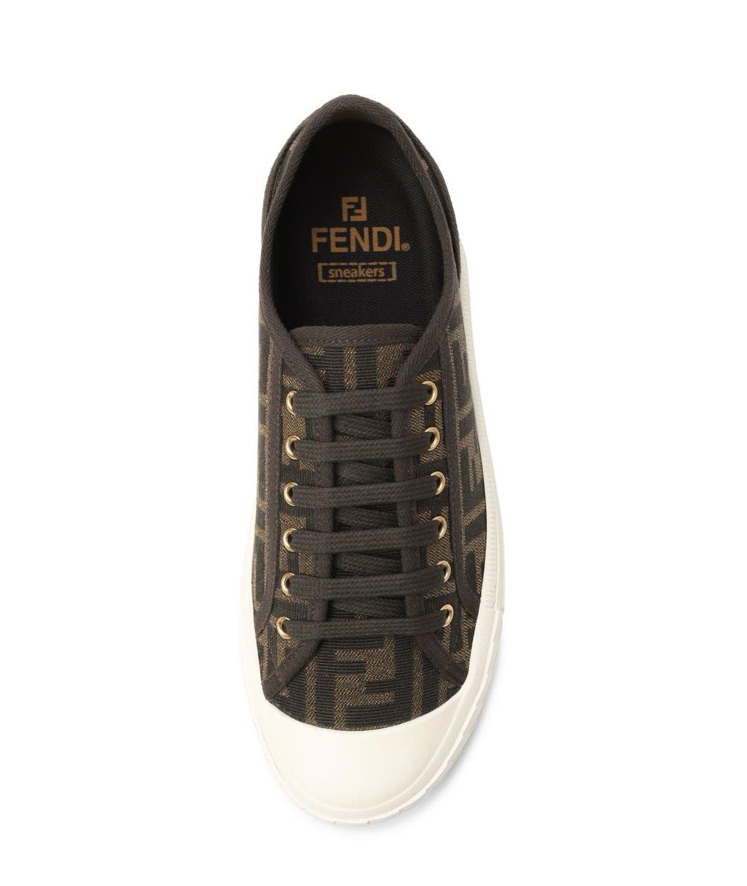 FENDI Коричневые текстильные кеды, фото 3