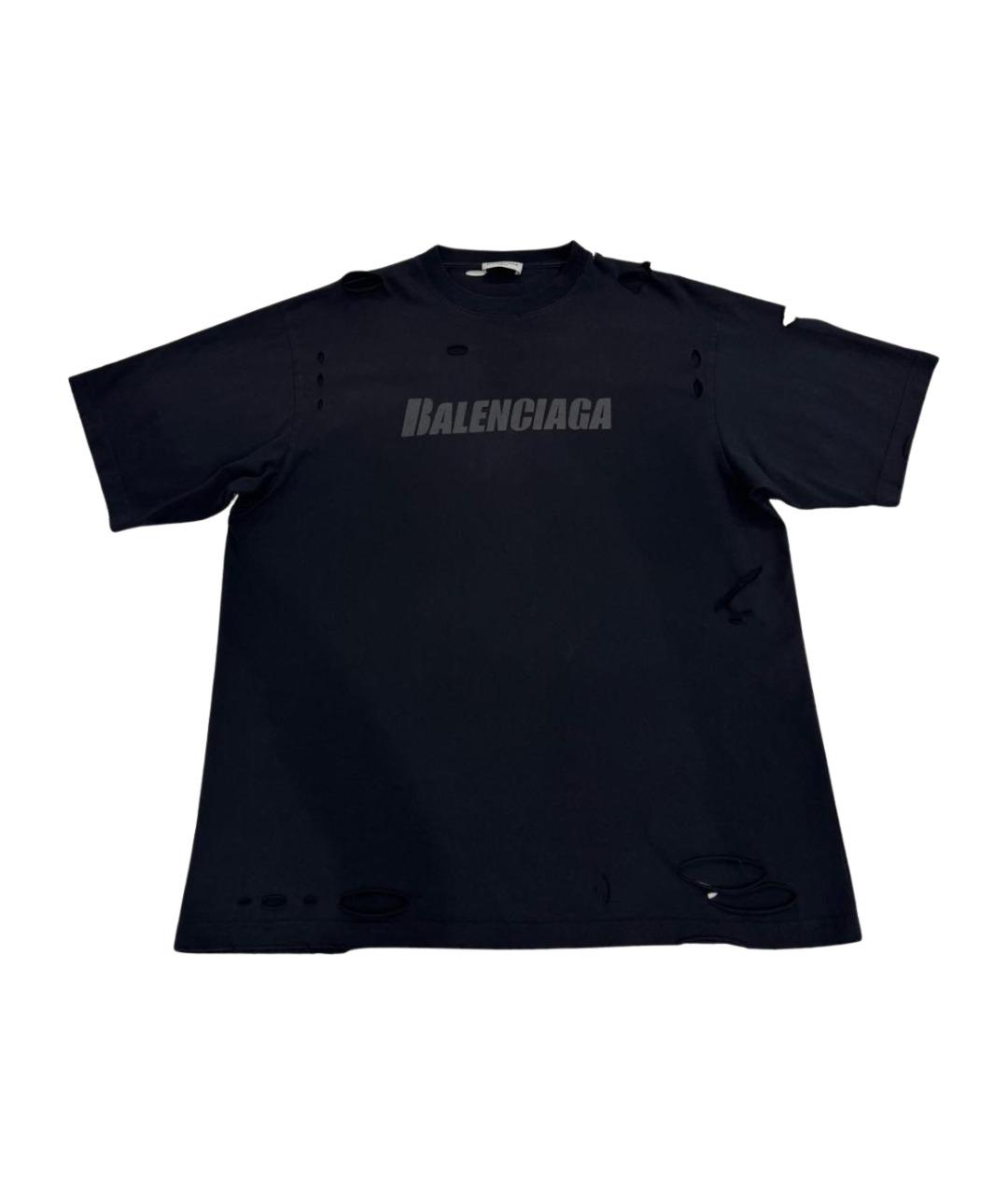 BALENCIAGA Черная хлопковая футболка, фото 1