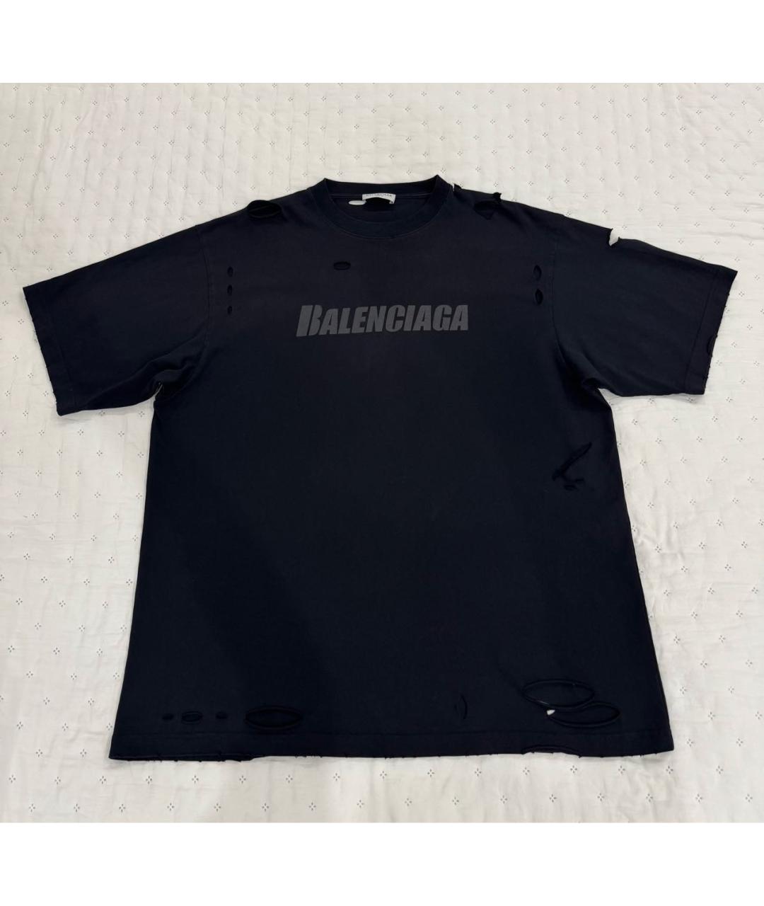BALENCIAGA Черная хлопковая футболка, фото 4