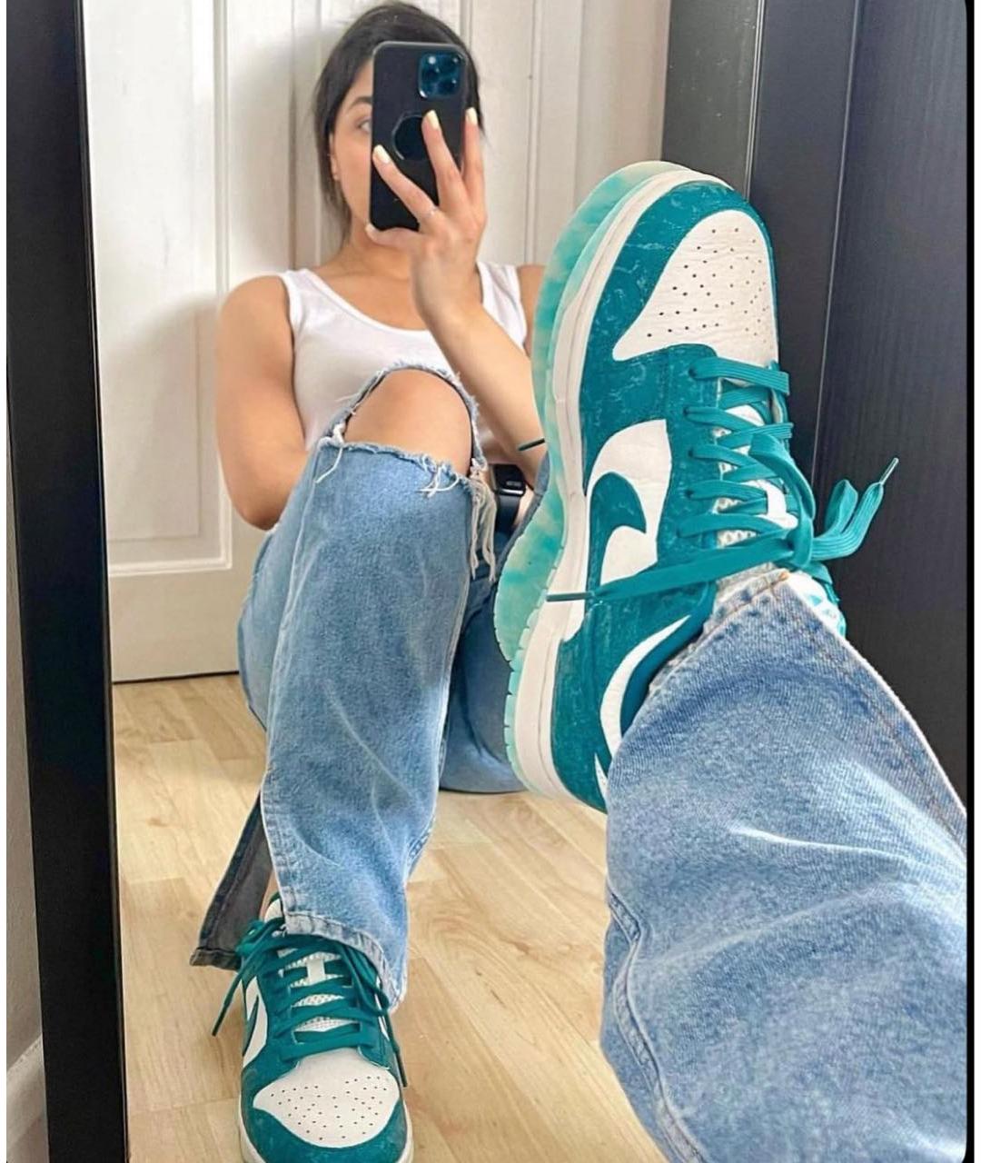 NIKE Бирюзовые кожаные кроссовки, фото 8