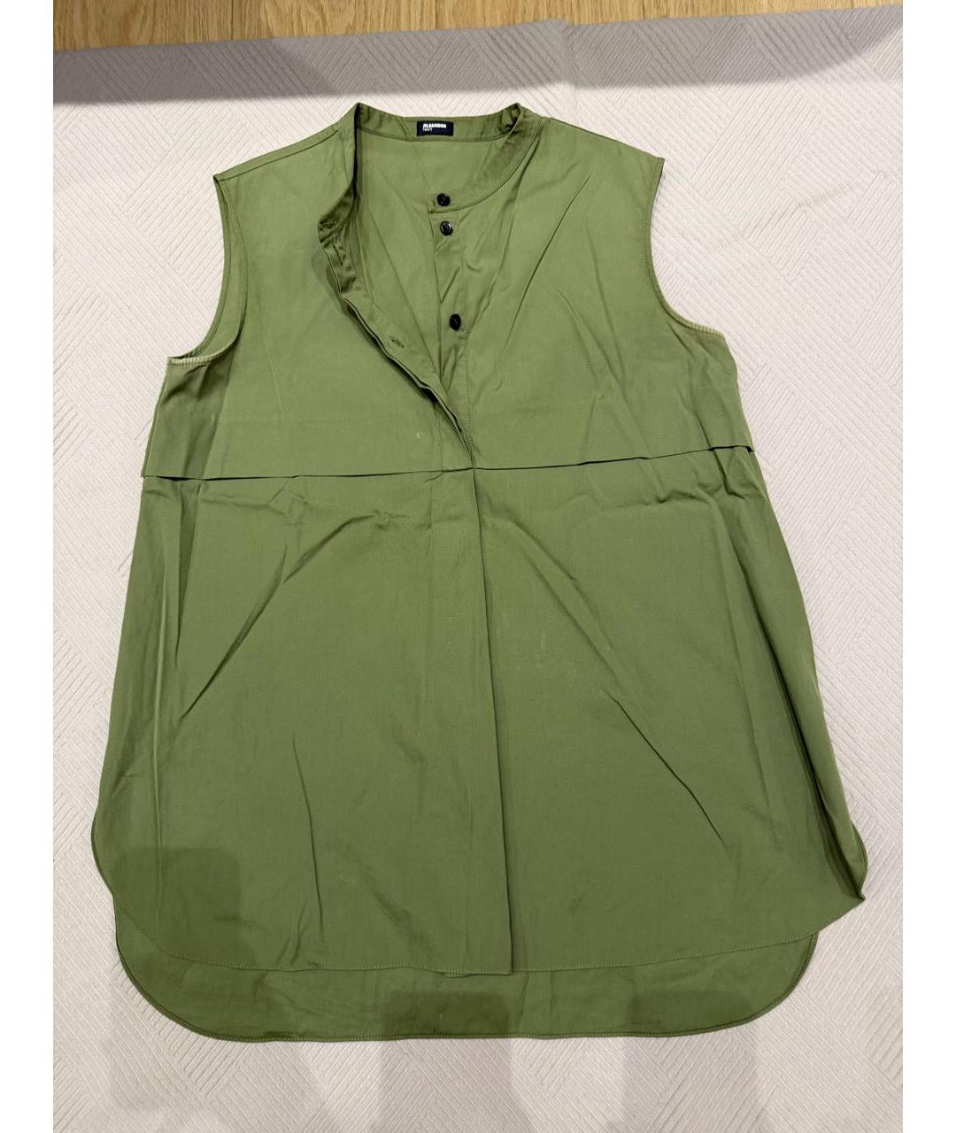 JIL SANDER Хаки хлопковая блузы, фото 9